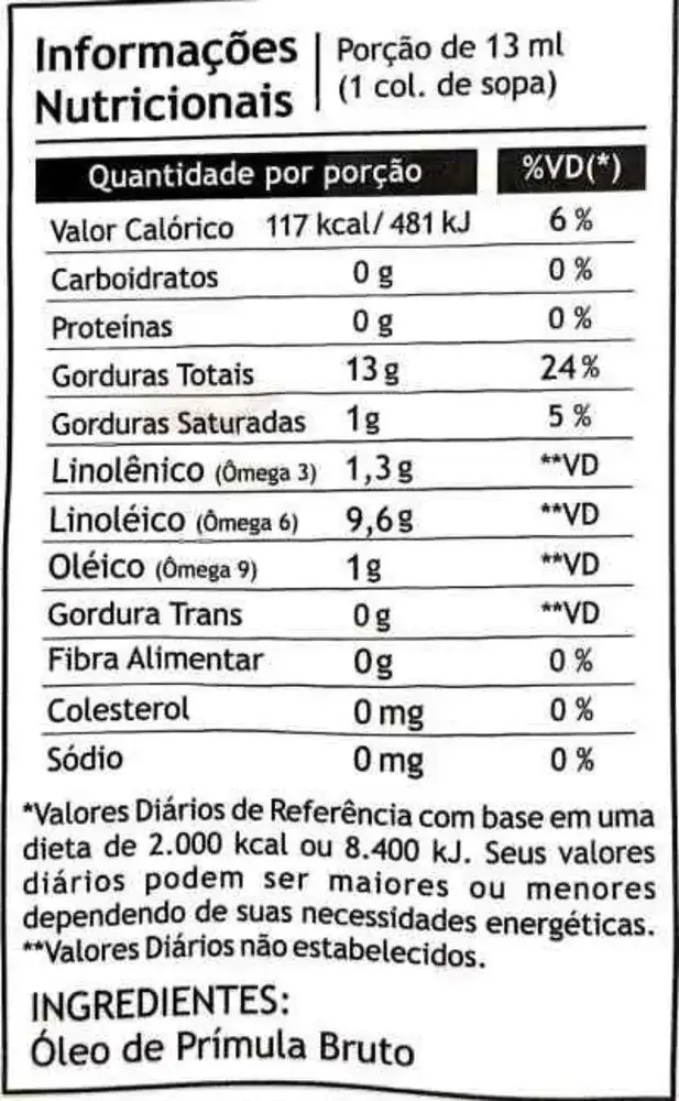 Óleo de Prímula Extra Virgem Pazze 250ml