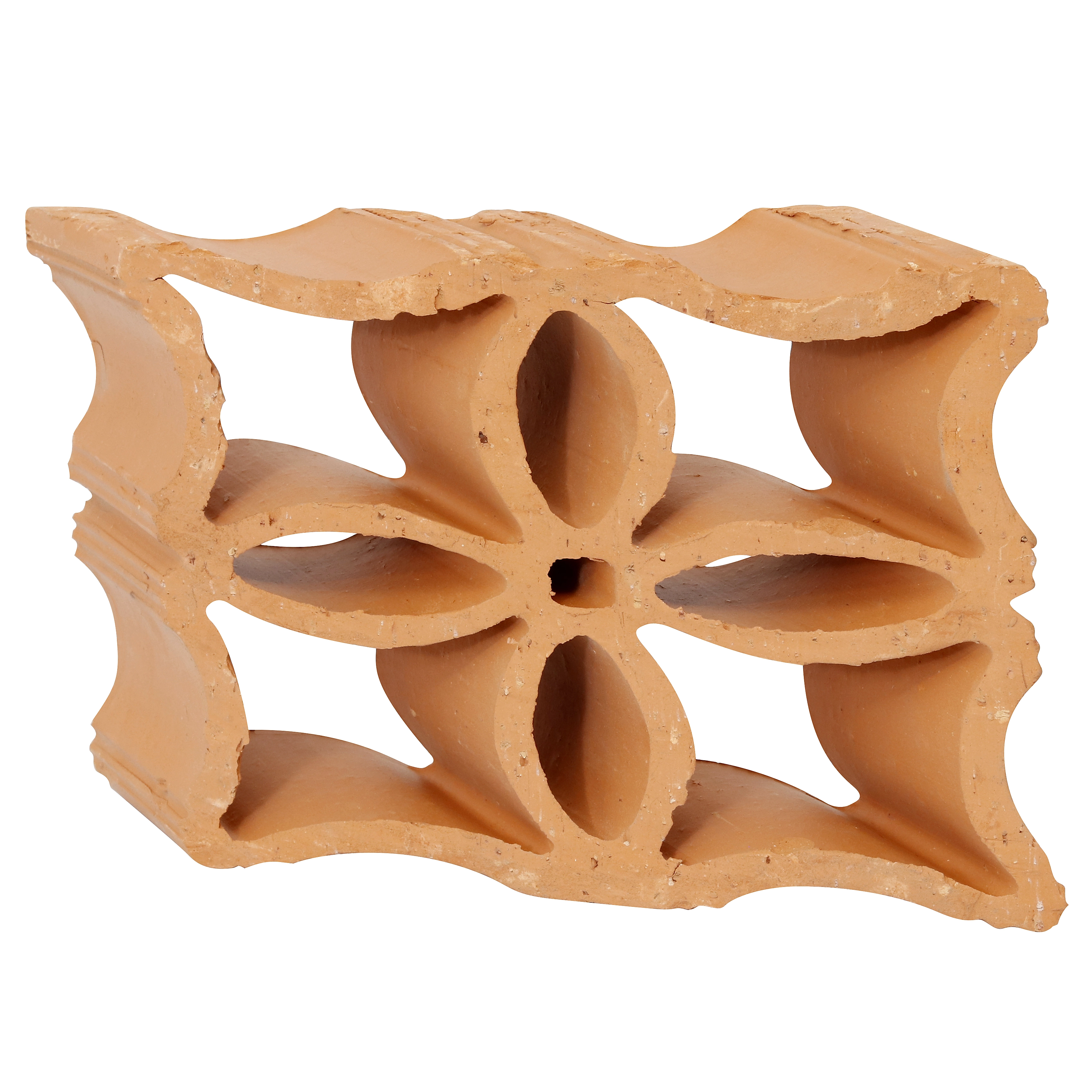 Cobogó Cerâmico Natural 18x25cm Rústico Diagonal Flor Cerâmica Martins