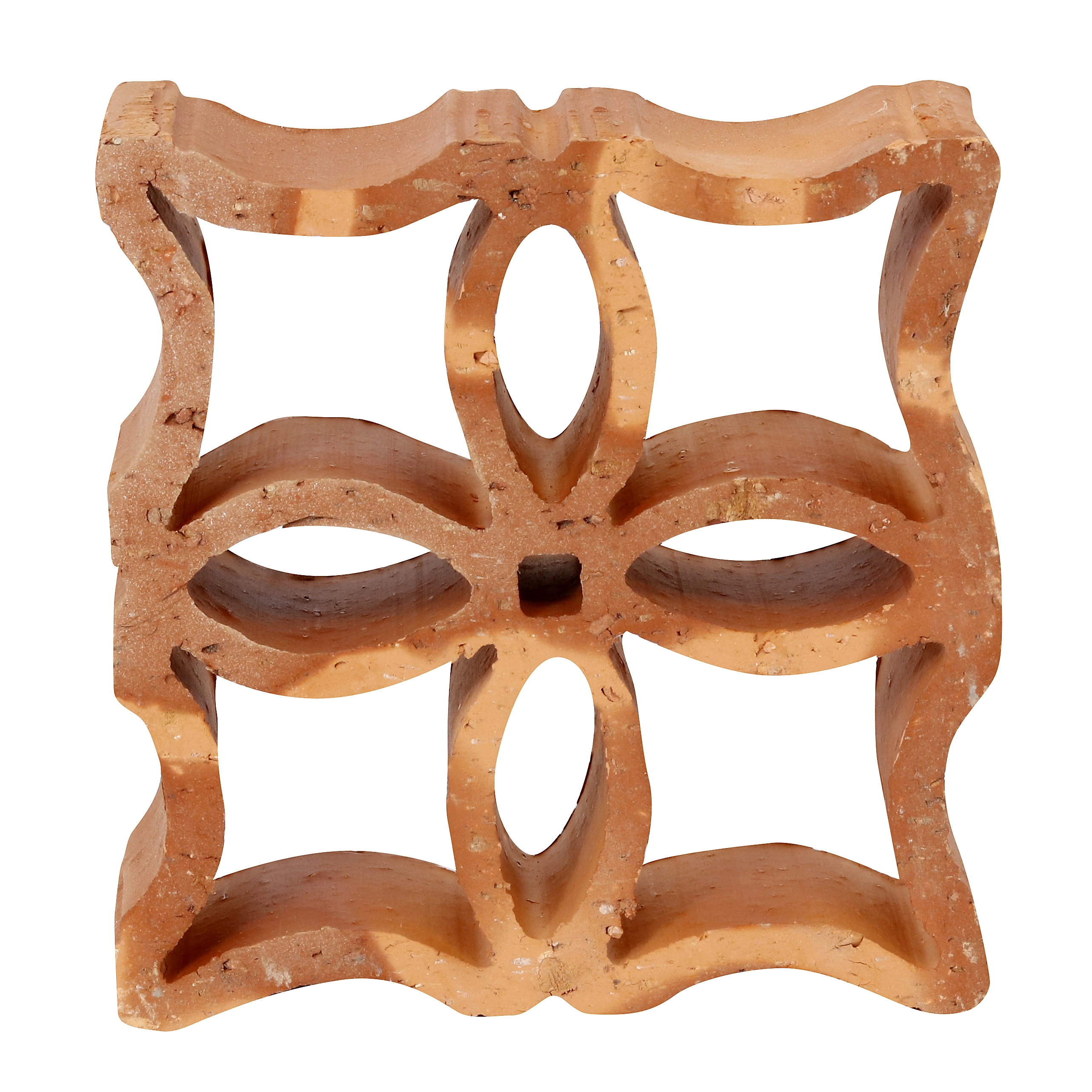 Cobogó Cerâmico Natural 18x18cm Rústico Reto Flor Cerâmica Martins