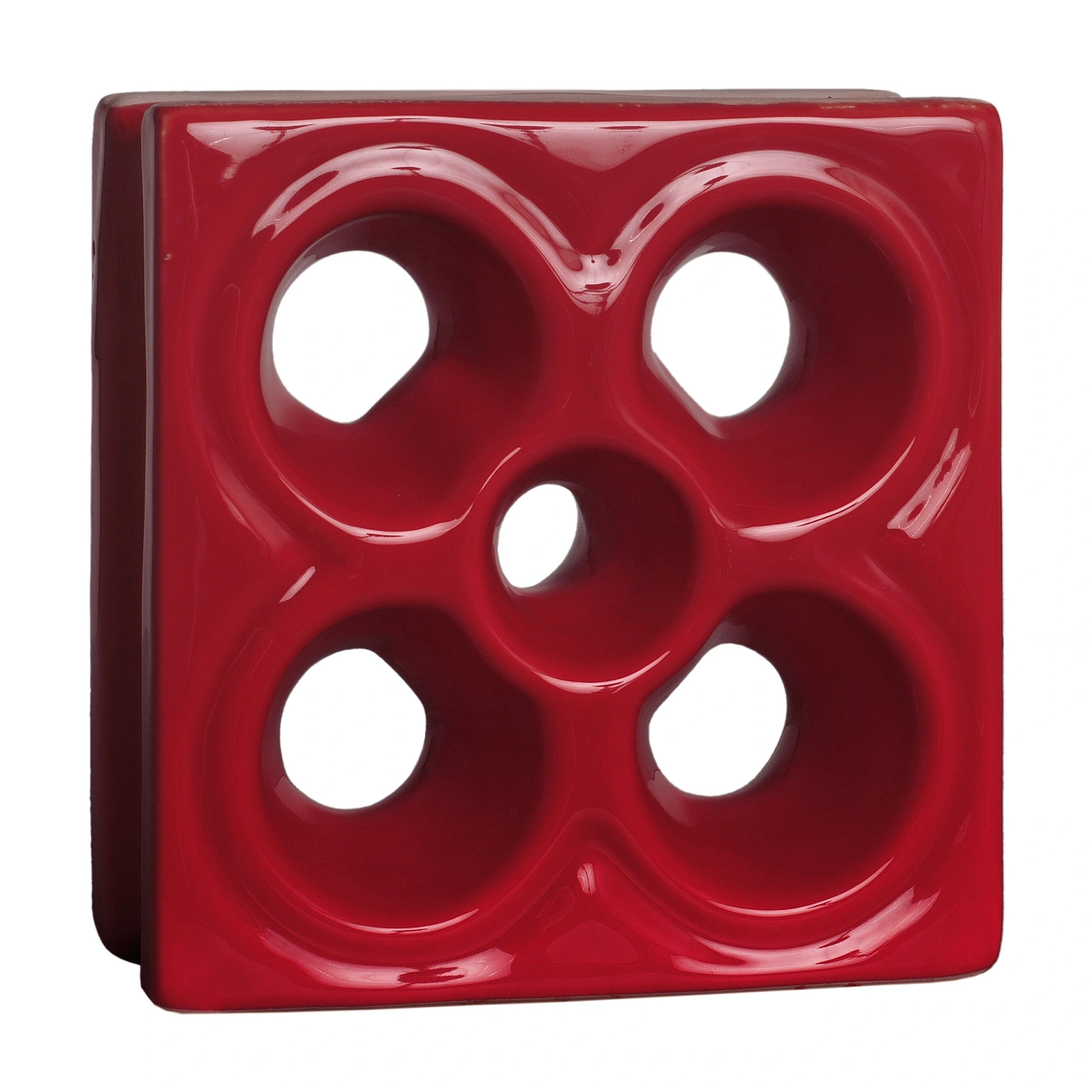 Cobogó Cerâmico Esmaltado Acetinado 19x19cm Vermelho Reto Flor Cerâmica Martins