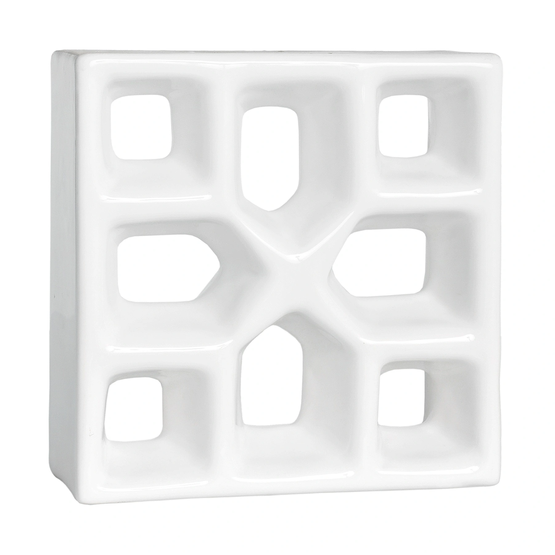 Cobogó Cerâmico Esmaltado Acetinado 19x19cm Branco Reto Xis Cerâmica Martins