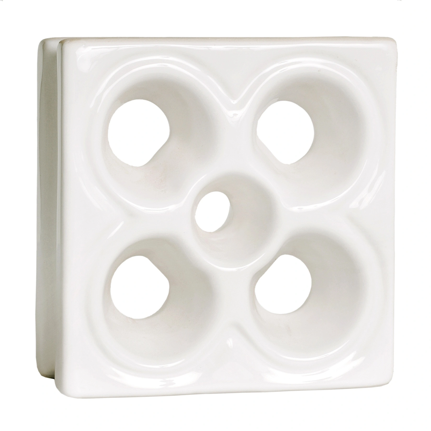 Cobogó Cerâmico Esmaltado Acetinado 19x19cm Branco Reto Flor Cerâmica Martins