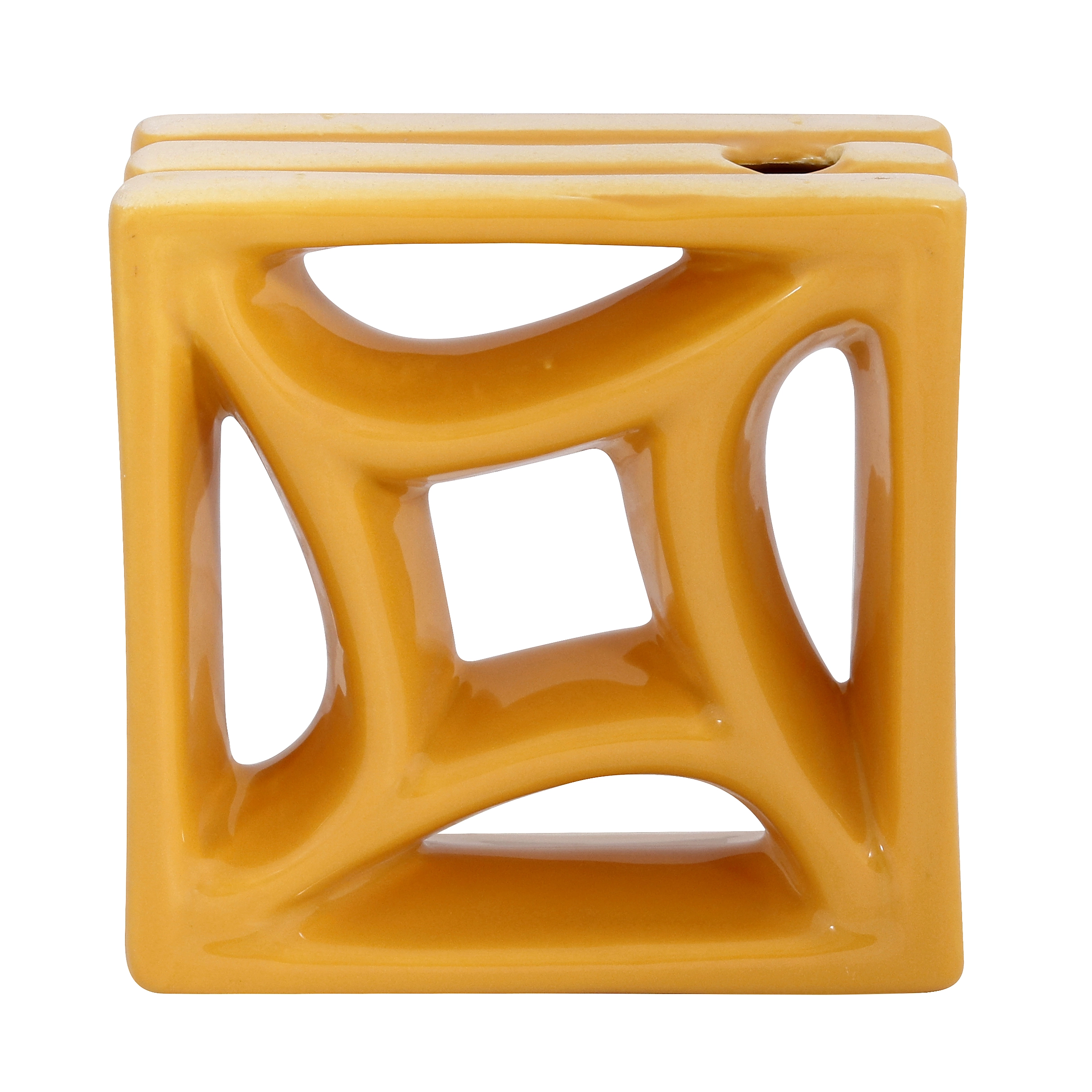 Cobogó Cerâmico Esmaltado 19x19cm Amarelo Estrela Do Mar Cerâmica Martins