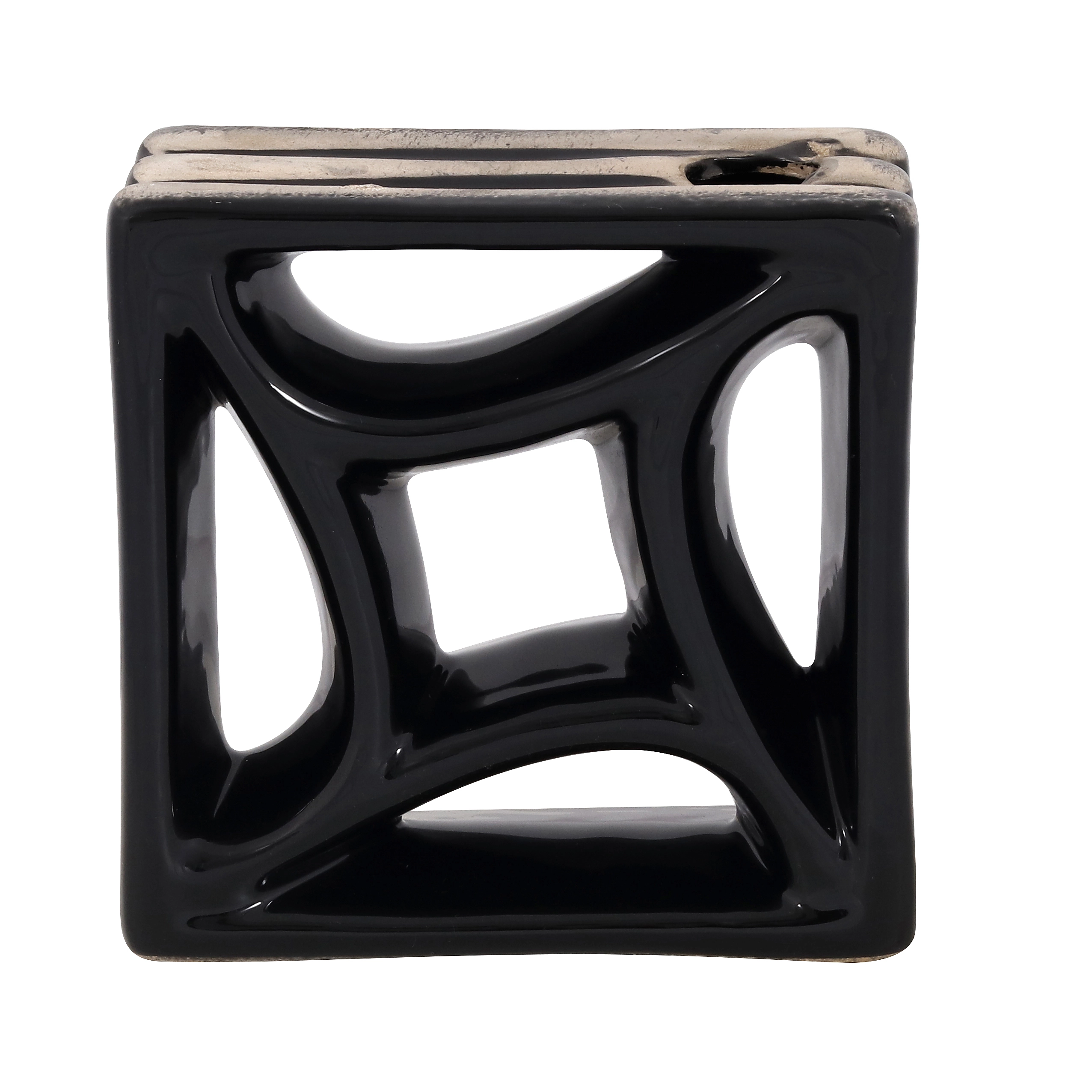 Cobogó Cerâmico Esmaltado 19x19cm Preto Estrela Do Mar Cerâmica Martins