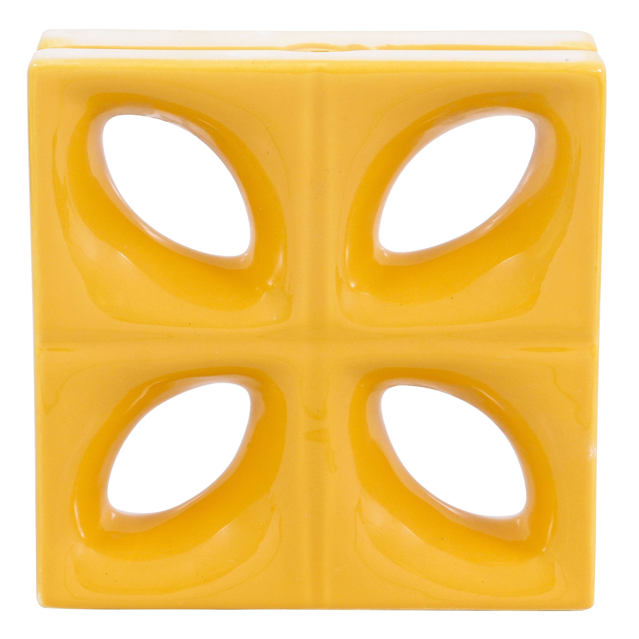 Cobogó Cerâmico Esmaltado 25x25cm Amarelo Folha Cerâmica Martins
