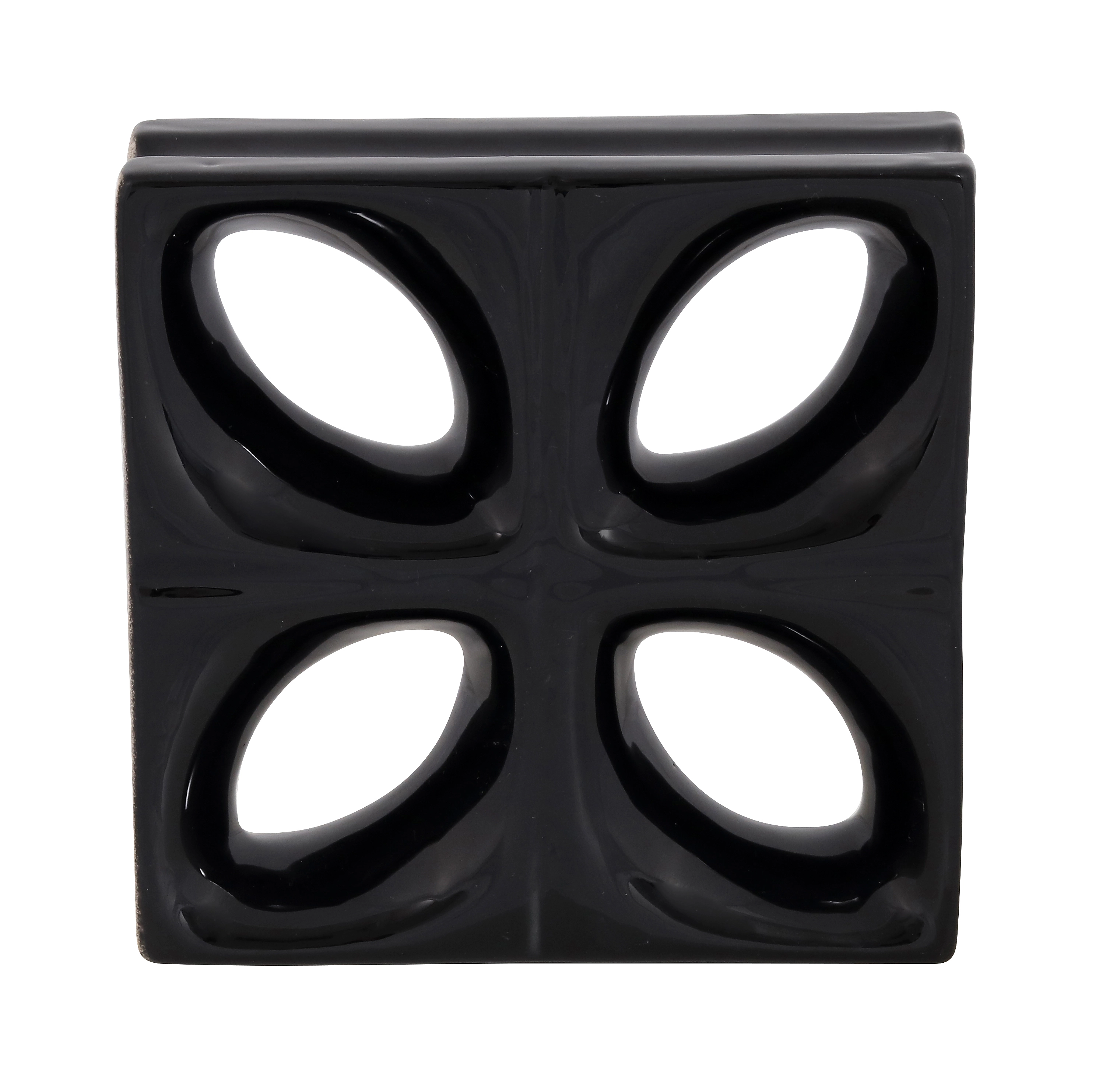 Cobogó Cerâmico Esmaltado 25x25cm Preto Folha Cerâmica Martins