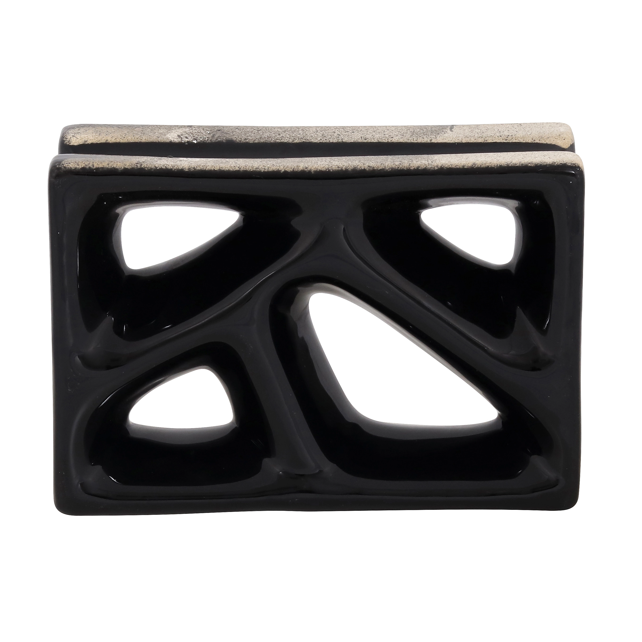 Cobogó Cerâmico Esmaltado 16x23cm Preto Rama Cerâmica Martins