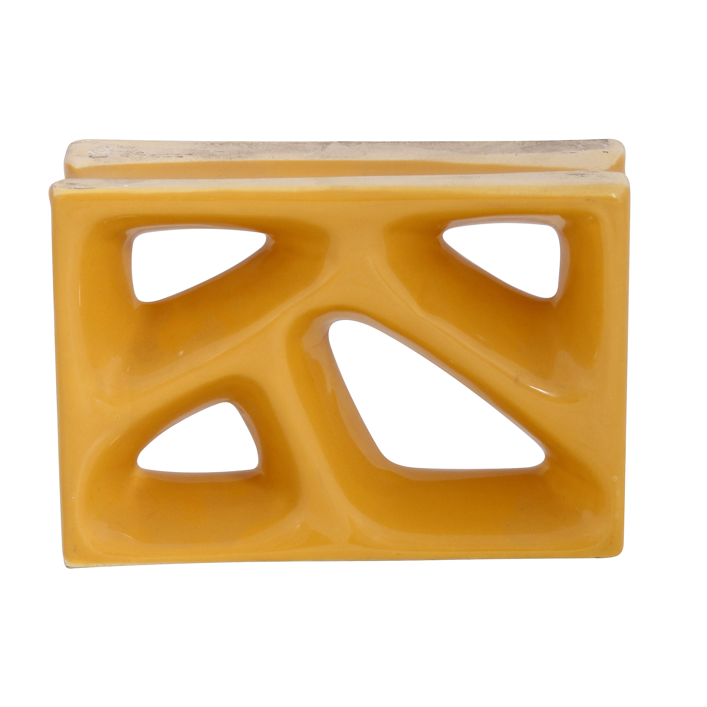 Cobogó Cerâmico Esmaltado 16x23cm Amarelo Rama Cerâmica Martins