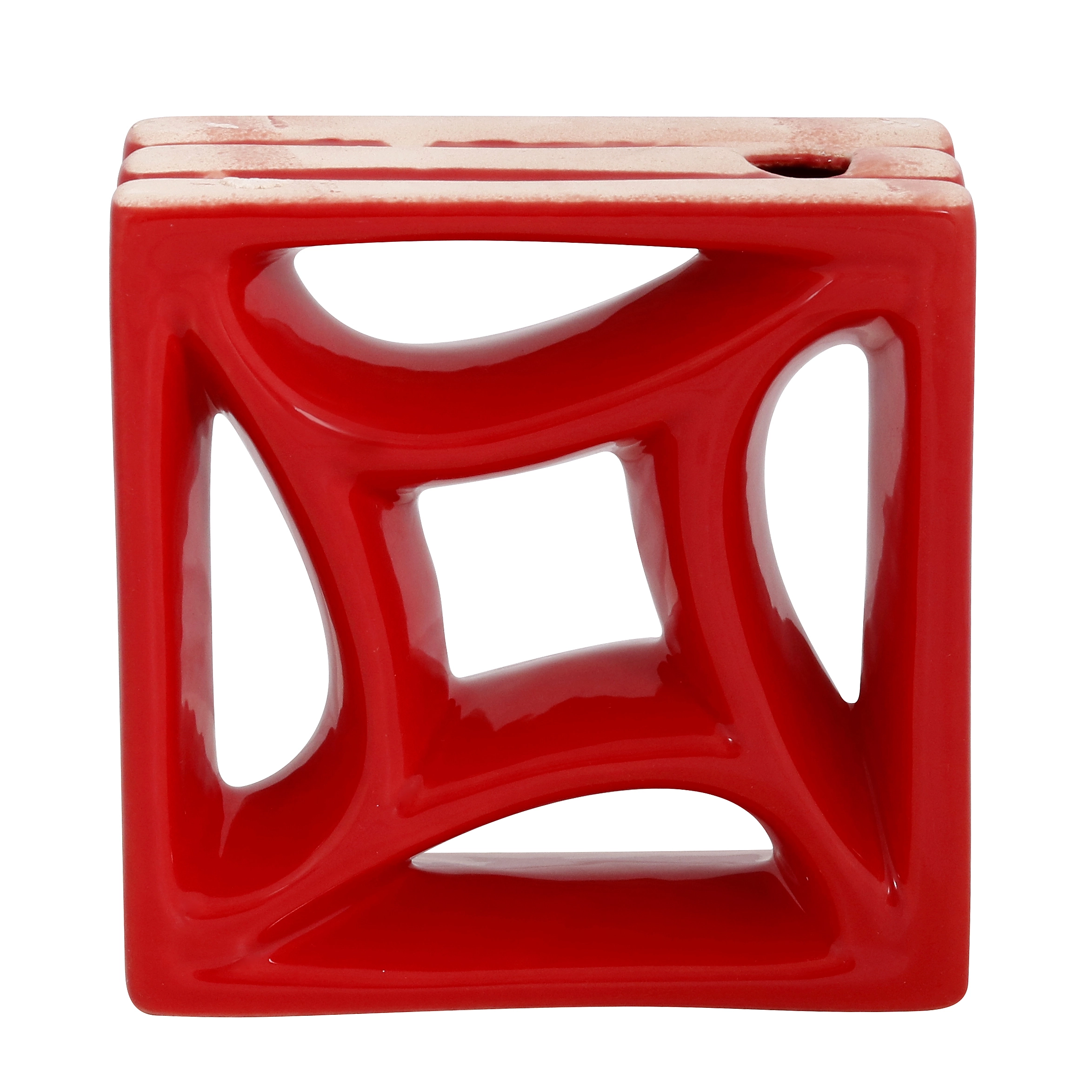 Cobogó Cerâmico Esmaltado 19x19cm Vermelho Estrela Do Mar Cerâmica Martins