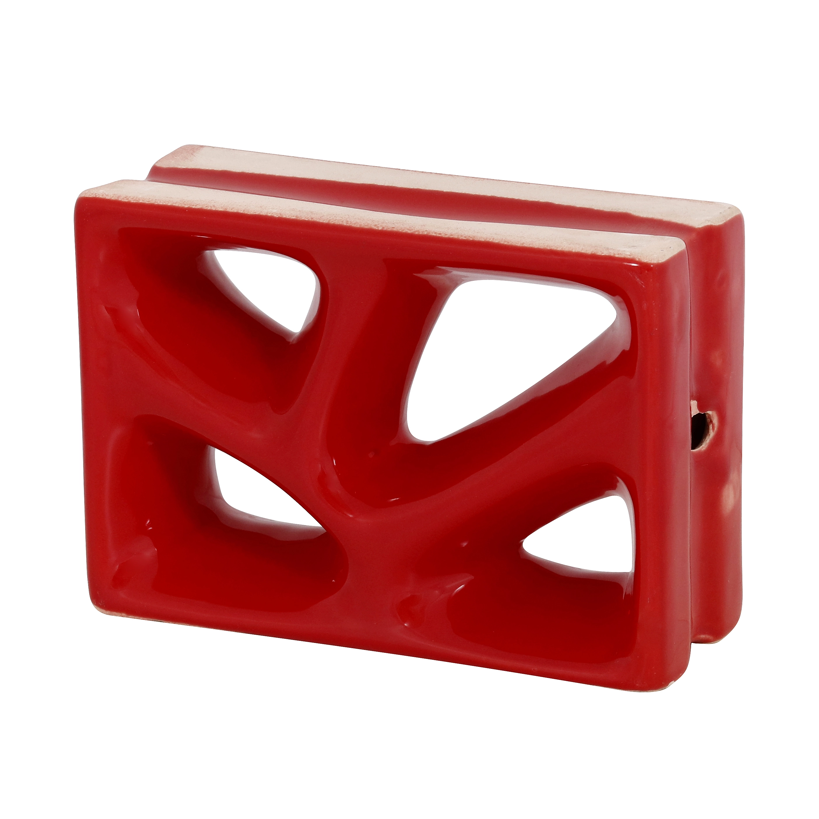 Cobogó Cerâmico Esmaltado Acetinado 16x23cm Vermelho Rama Cerâmica Martins