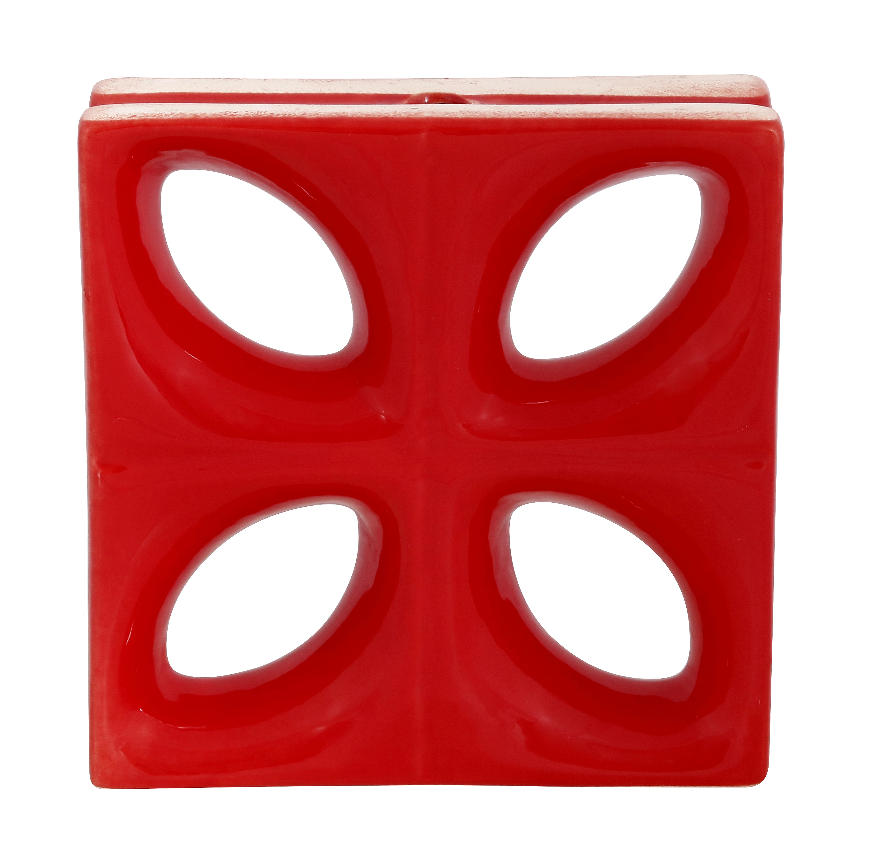 Cobogó Cerâmico Esmaltado 25x25cm Vermelho Folha Cerâmica Martins