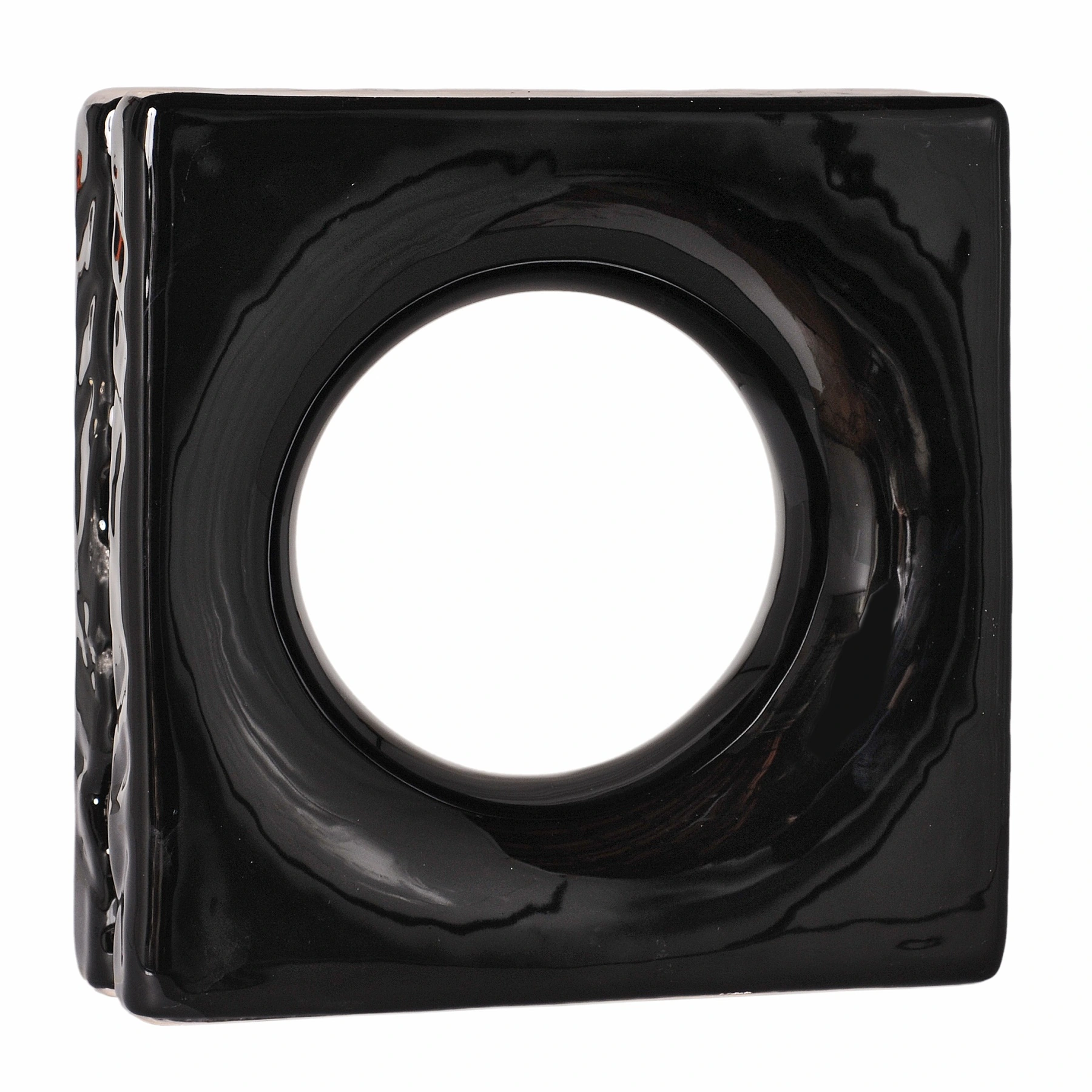 Cobogó Cerâmico Esmaltado Acetinado 25x25cm Preto Lua Cerâmica Martins