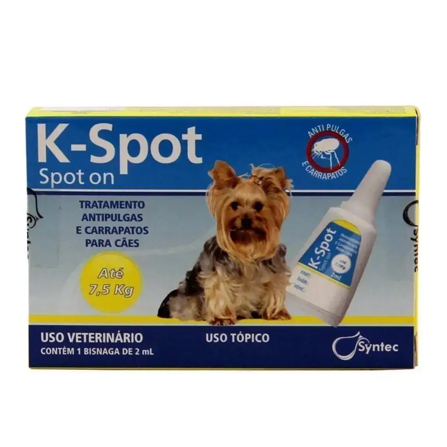 Antipulgas E Carrapatos Syntec K Spot 2ml Para Cães De Até 7,5 Kg