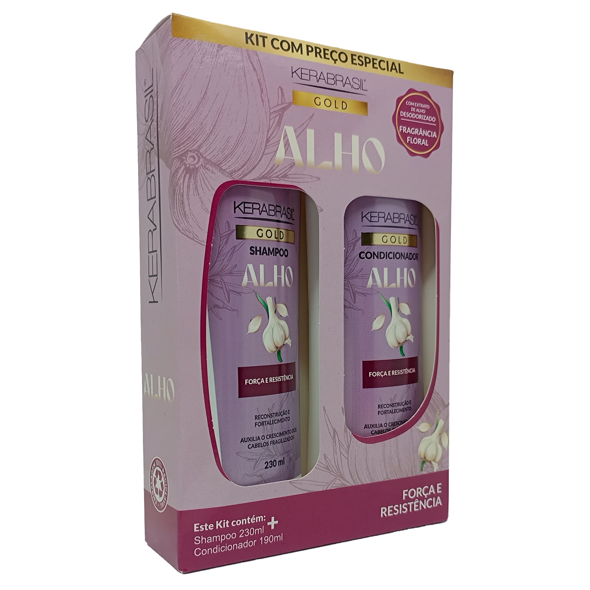 Kit Shampoo E Condicionador Garlic Alho Kerabrasil 200ml