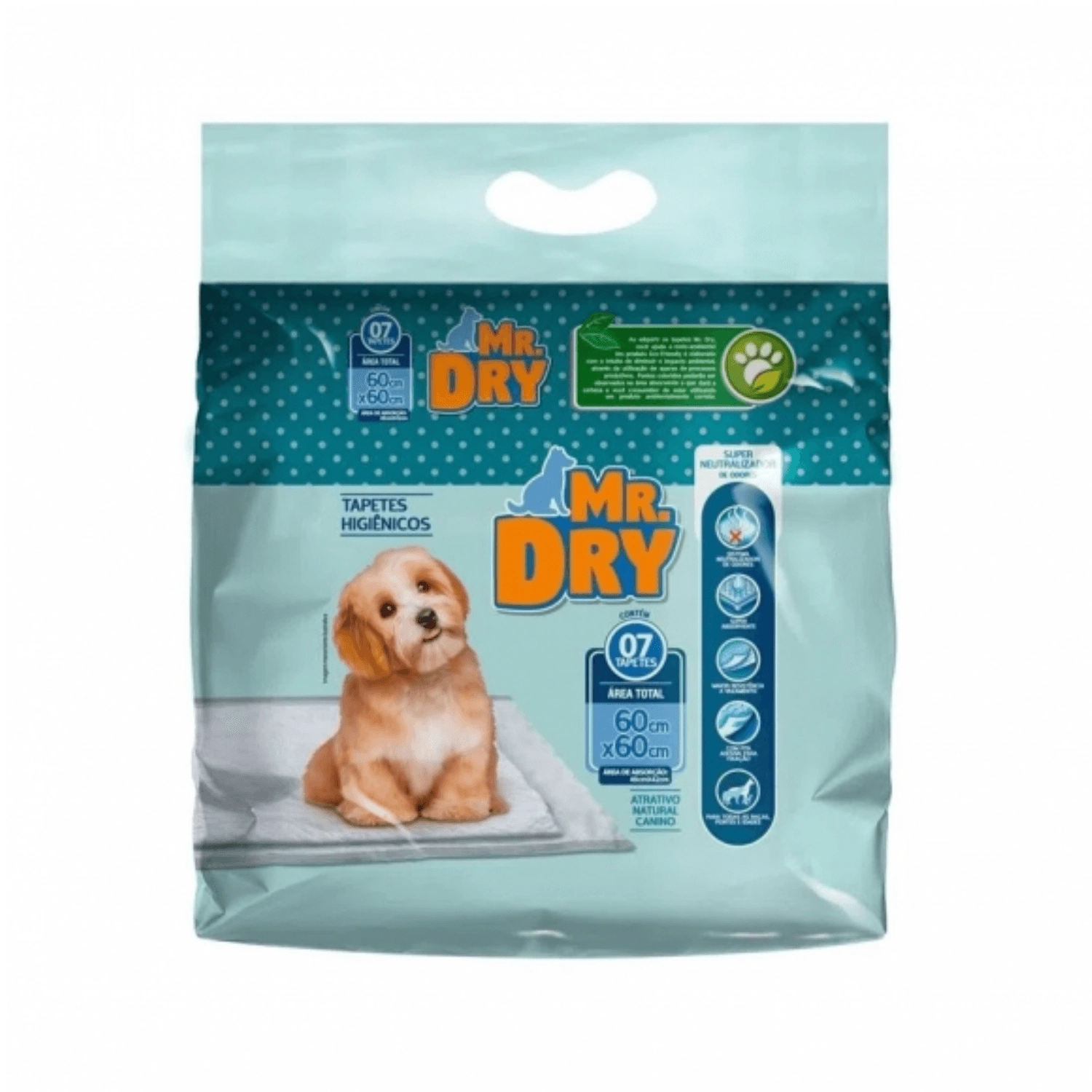 Tapete Higiênico Para Cães Mr. Dry 60cm X 60cm Pacote 7 Unidades