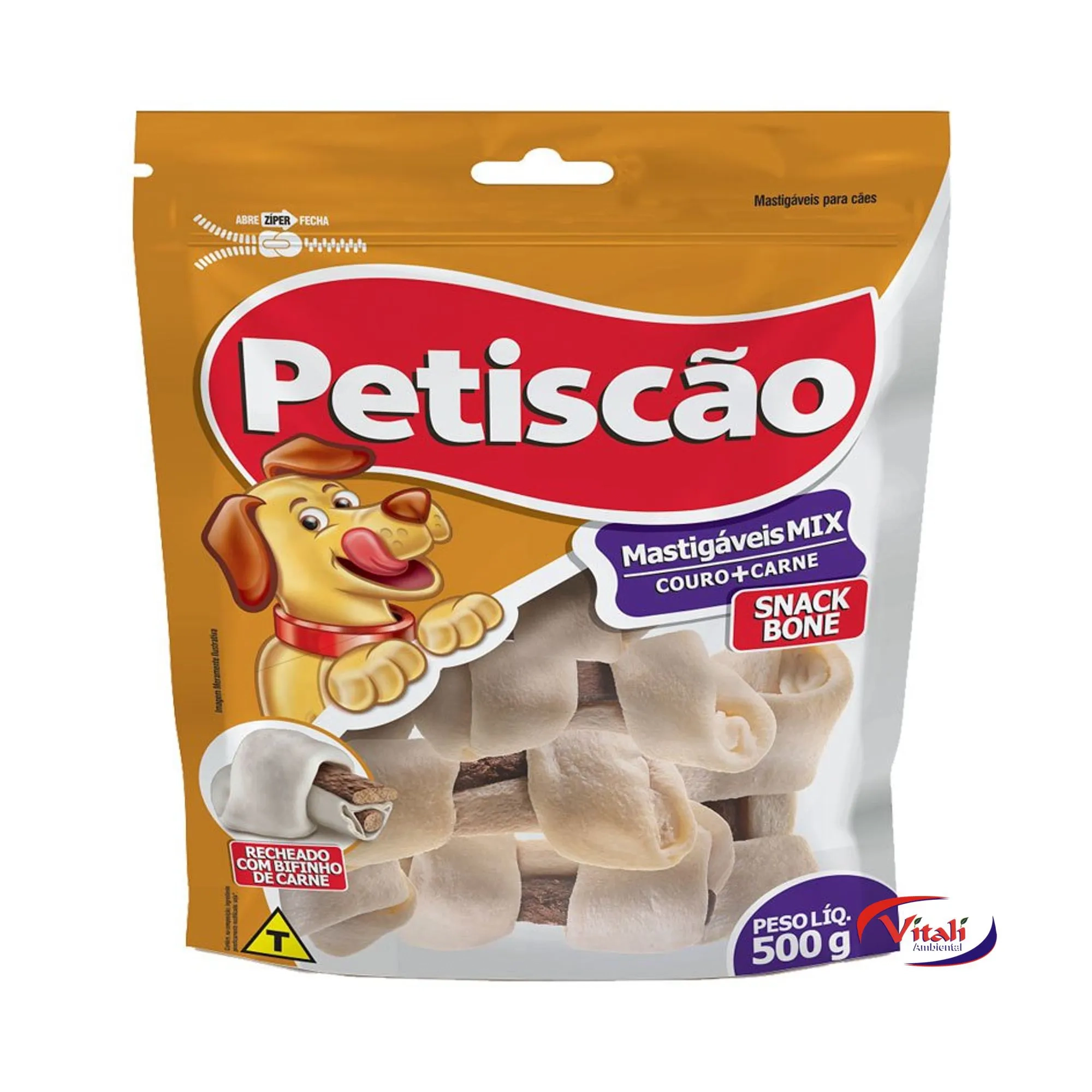 Osso Petiscão Para Cães Snack Bone Nó 3/4 500g