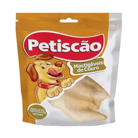 Petiscao Orelha Bovina Branca Pct 5un