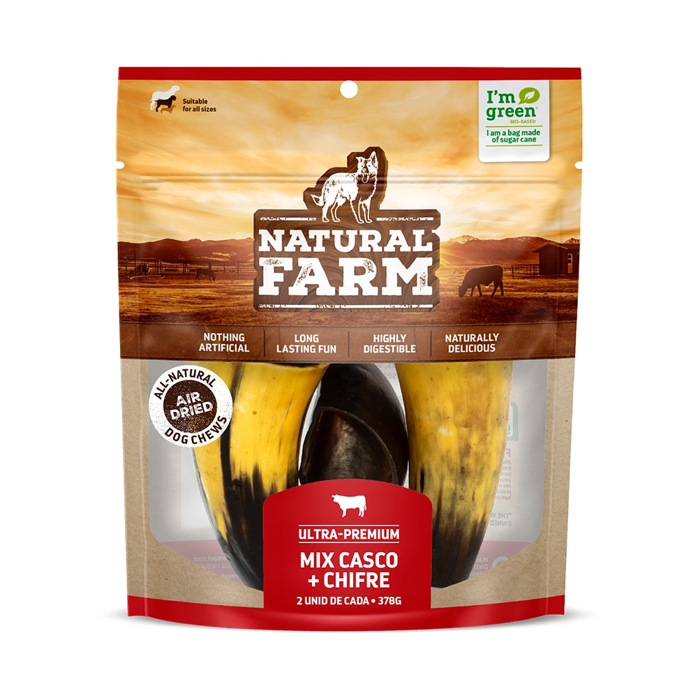 Pacote Mix Casco E Chifre Bovino C/4 Un 378g Natural Farm Br Ntbncs00018