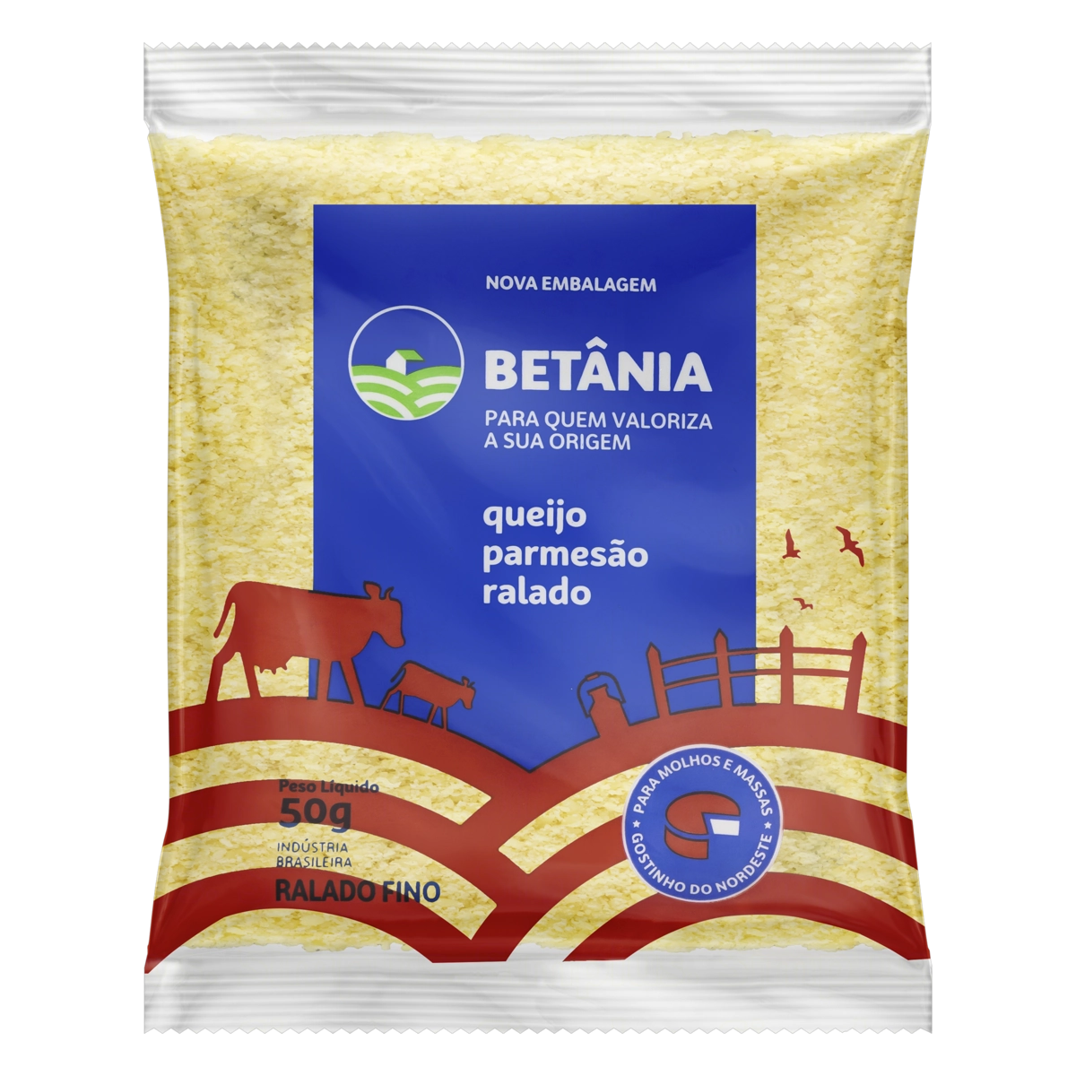 Queijo Parmesão Ralado Fino Betânia Pacote 50g