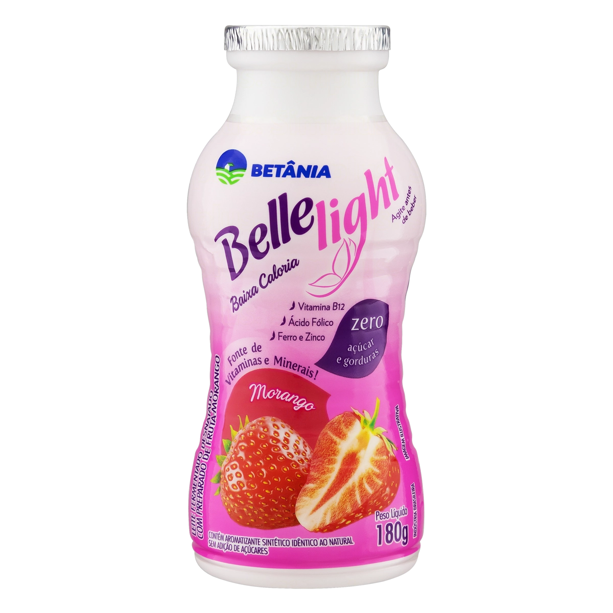 Leite Fermentado Desnatado Morango Light Betânia Belle Frasco 180g