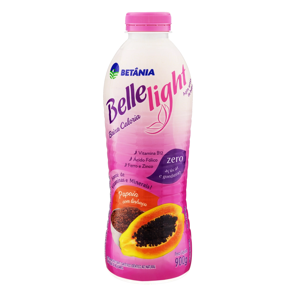 Leite Fermentado Desnatado Papaia Com Linhaça Light Betânia Belle Garrafa 900g
