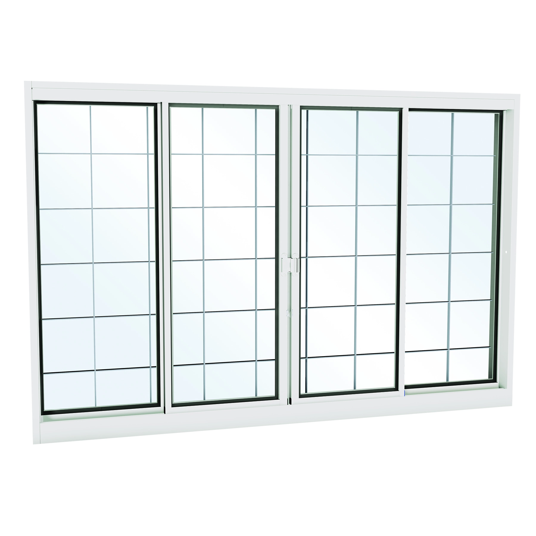 Janela de Aço de Correr 4 Folhas 100x150cm com Grade Facilitá Lucasa Ullian Branca
