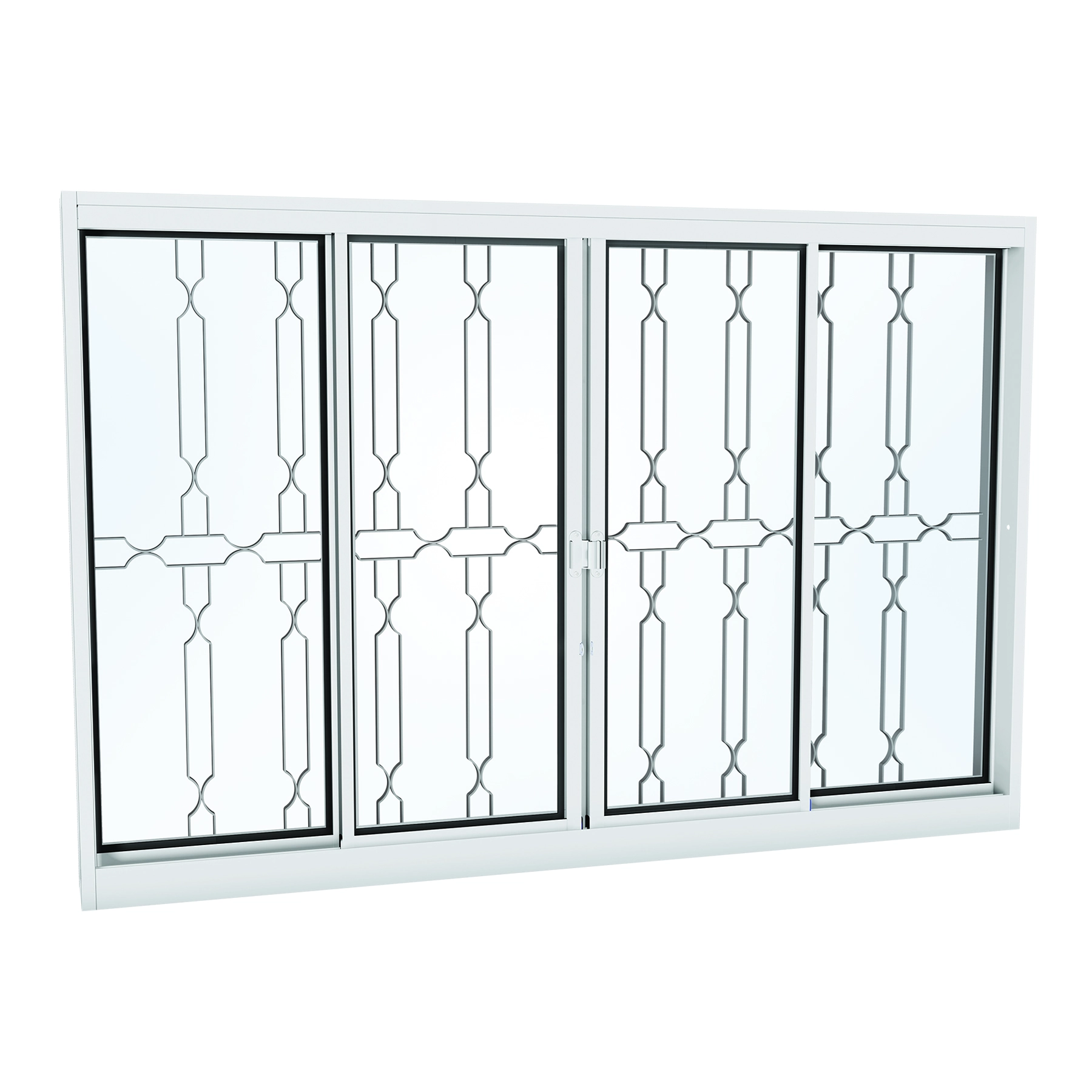 Janela de Aço de Correr 4 Folhas 120x150cm com Grade Facilitá Lucasa Ullian Branca