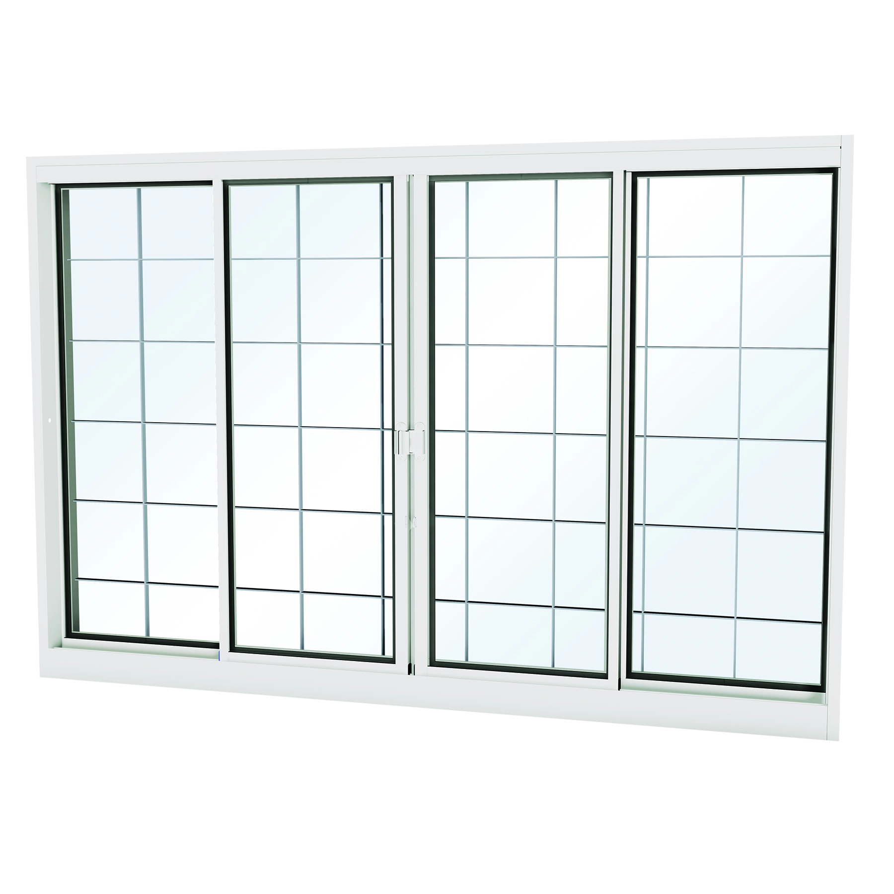 Janela de Aço de Correr 4 Folhas 120x150cm com Grade Facilitá Lucasa Ullian Branca