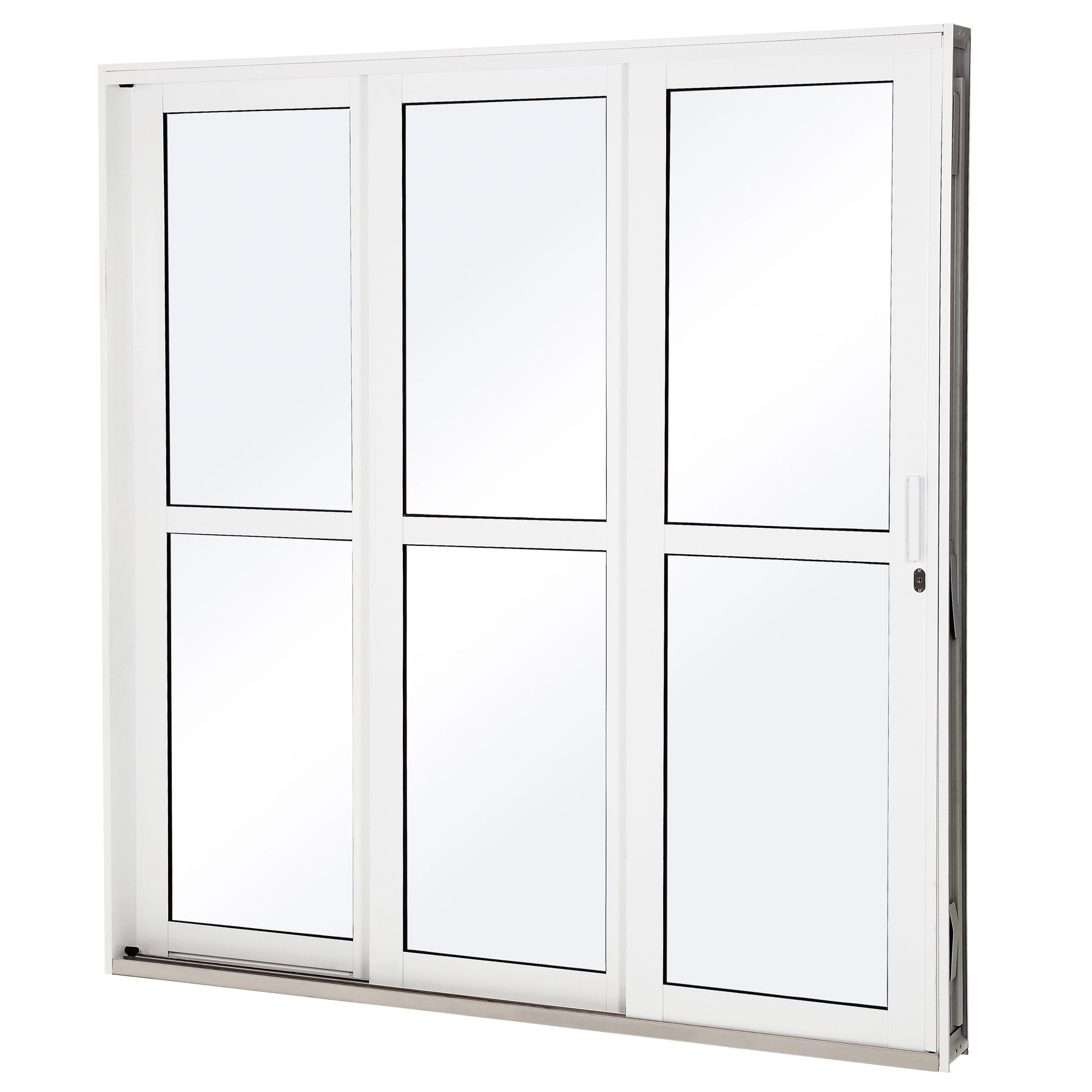 Porta de Correr 3 Folhas Aço Branco 2,13x2,00m Lado Esquerdo Linha Lucasa Facilità Lucasa