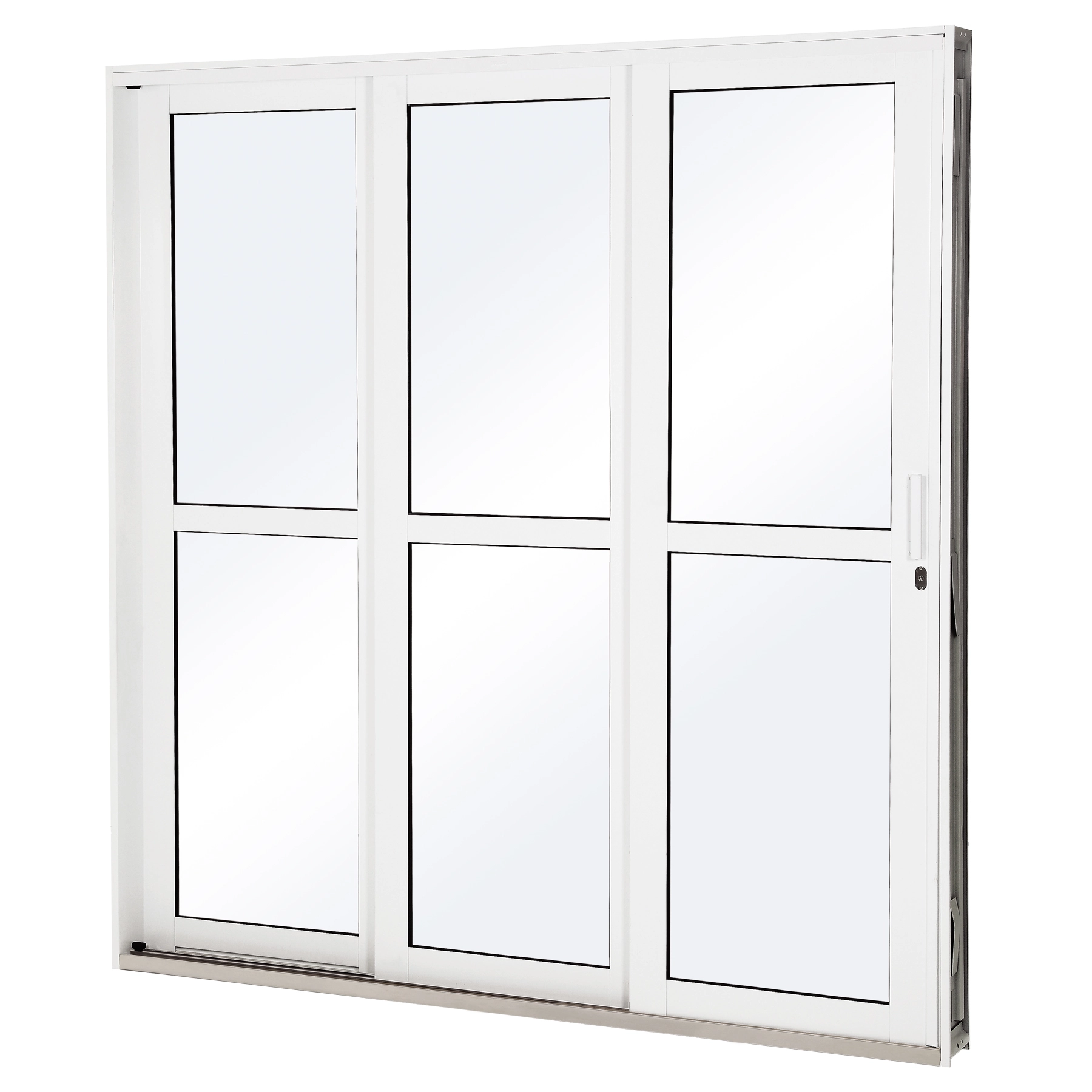Porta de Correr 3 Folhas Aço Branco 2,13x2,00m Lado Direito Linha Lucasa Facilità Lucasa