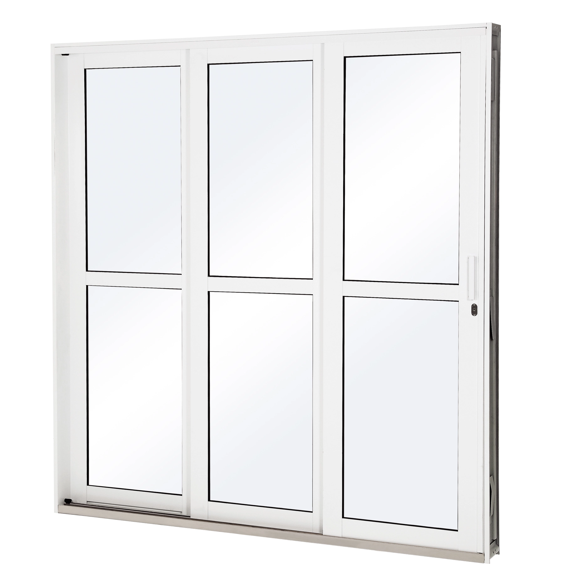 Porta de Correr 3 Folhas Aço Branco 2,13x1,50m Lado Direito Linha Lucasa Facilità Lucasa
