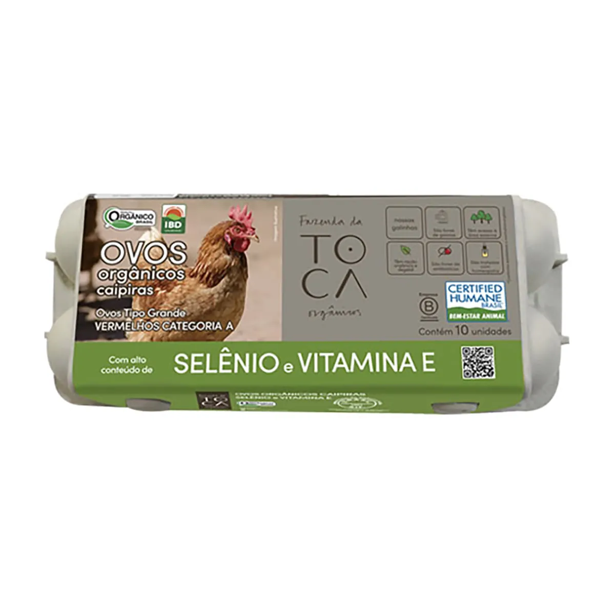 Ovo Caipira Orgânico Fazenda da Toca com 10 Unidades