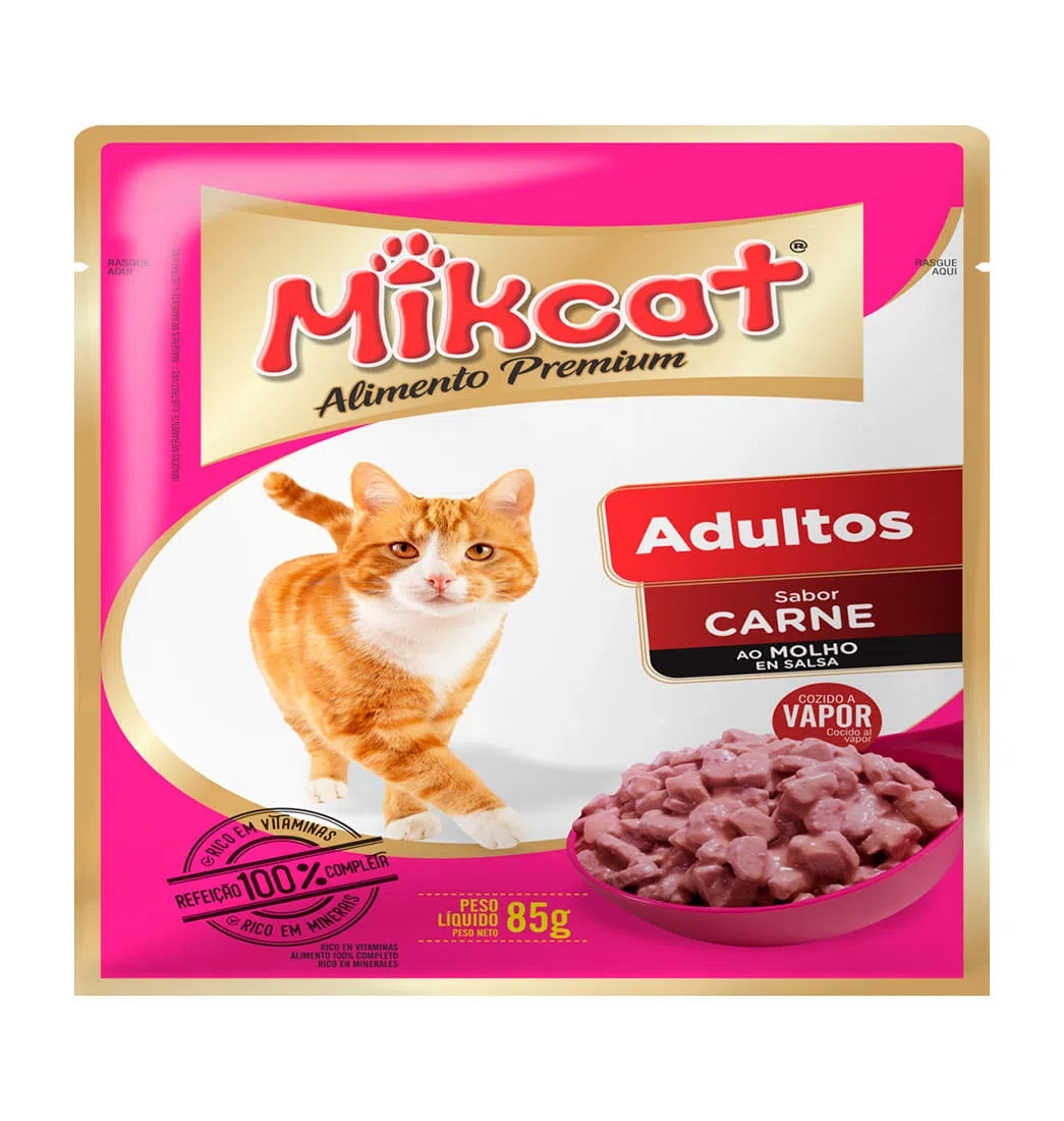Mikcat Adulto Sabor Carne Ao Molho 85g