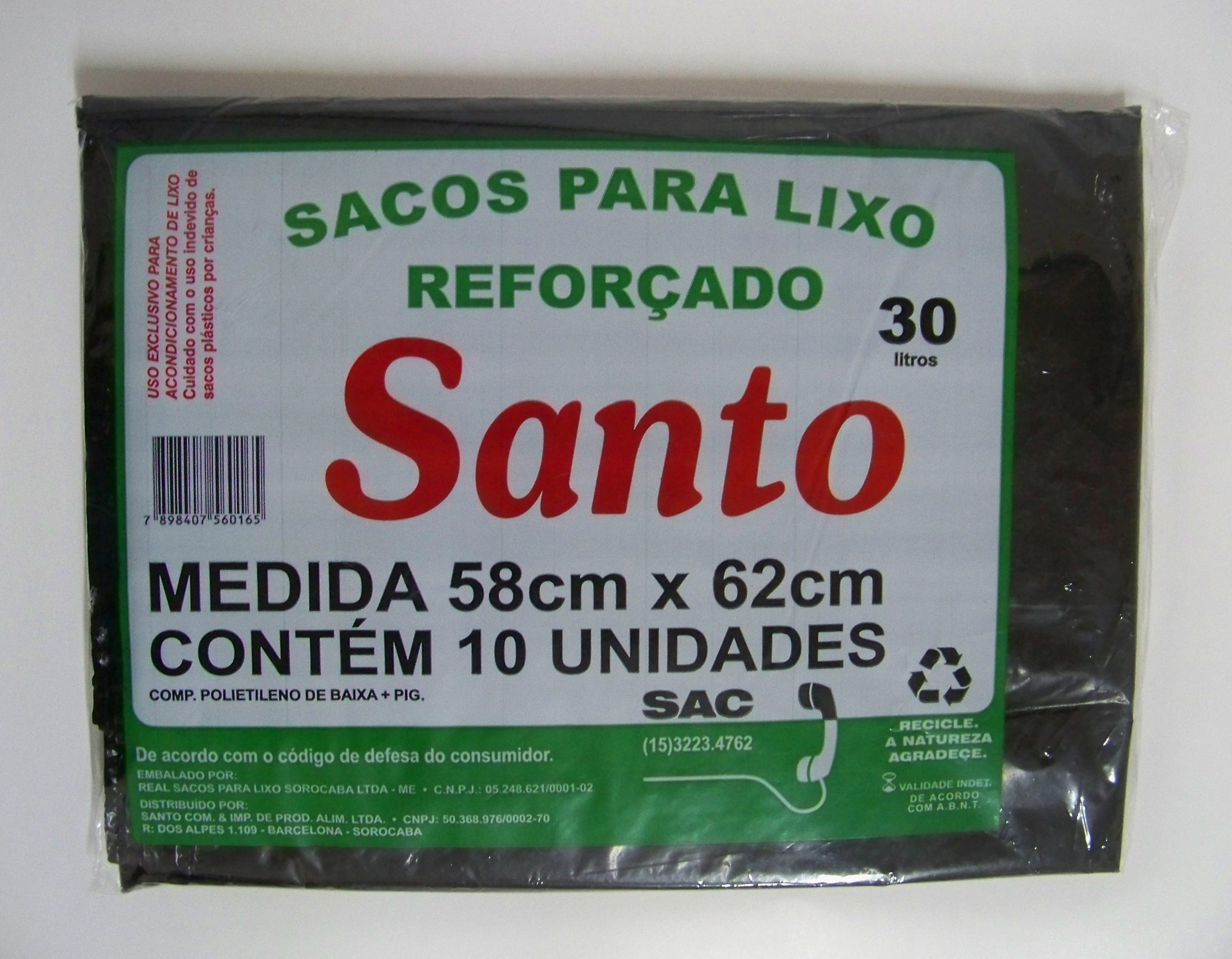 Sacos P/ Lixo Santo 30 Lts 25x10