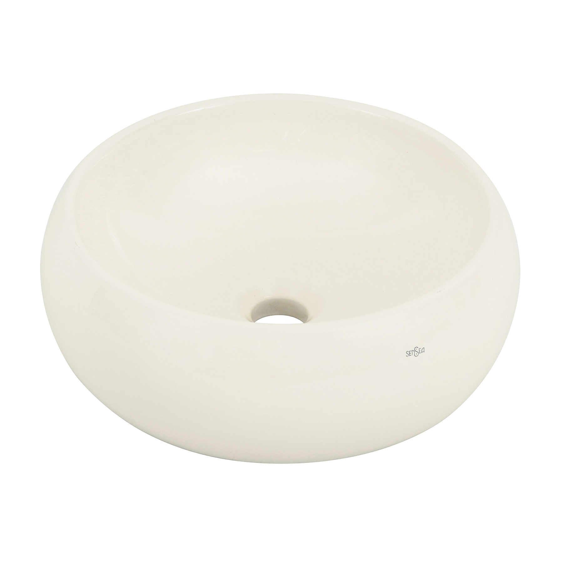 Cuba para Banheiro de Apoio Louça Redonda Palha 36cm Bordeaux Sensea