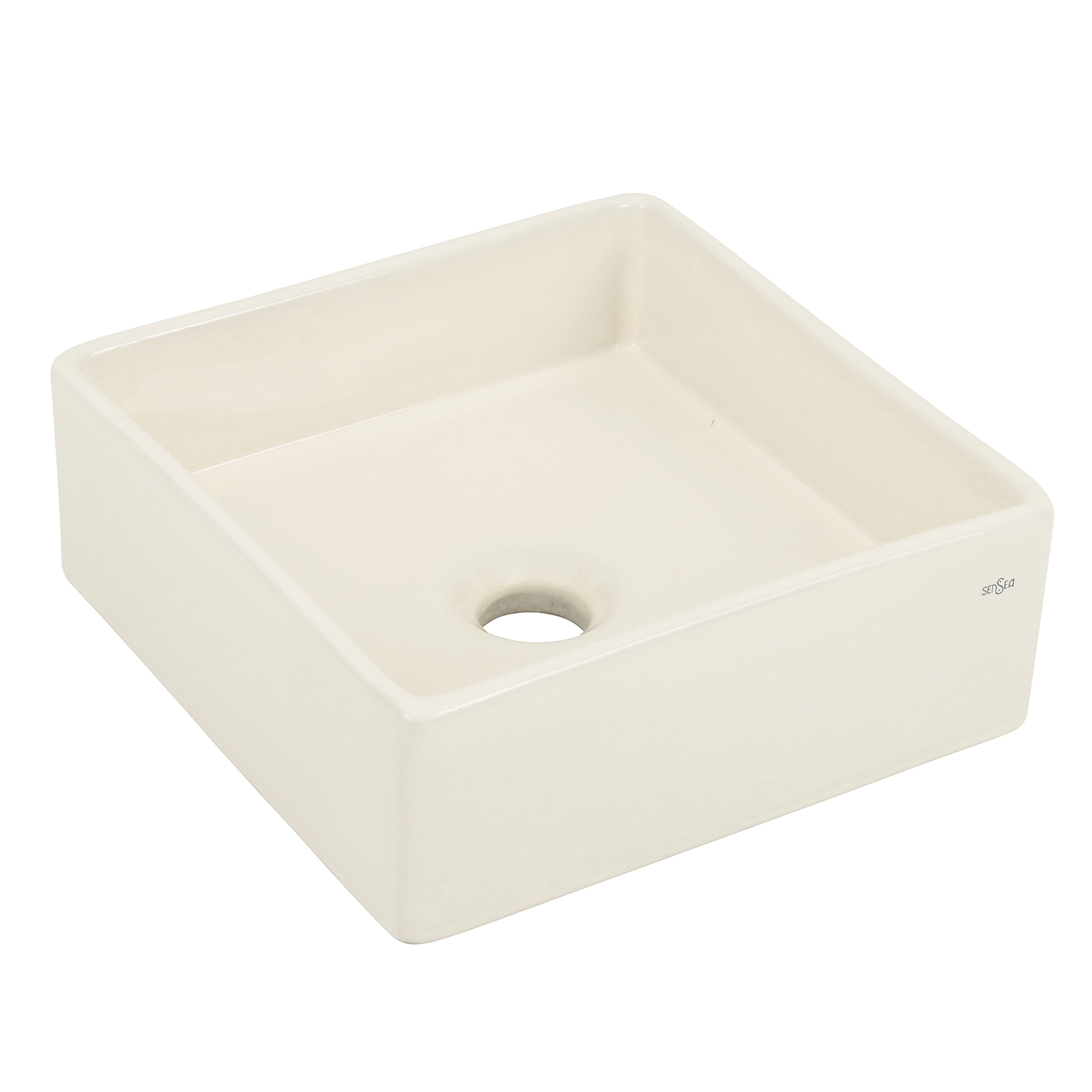 Cuba para Banheiro de Apoio Louça Quadrada Palha 30x30cm Nice Sensea