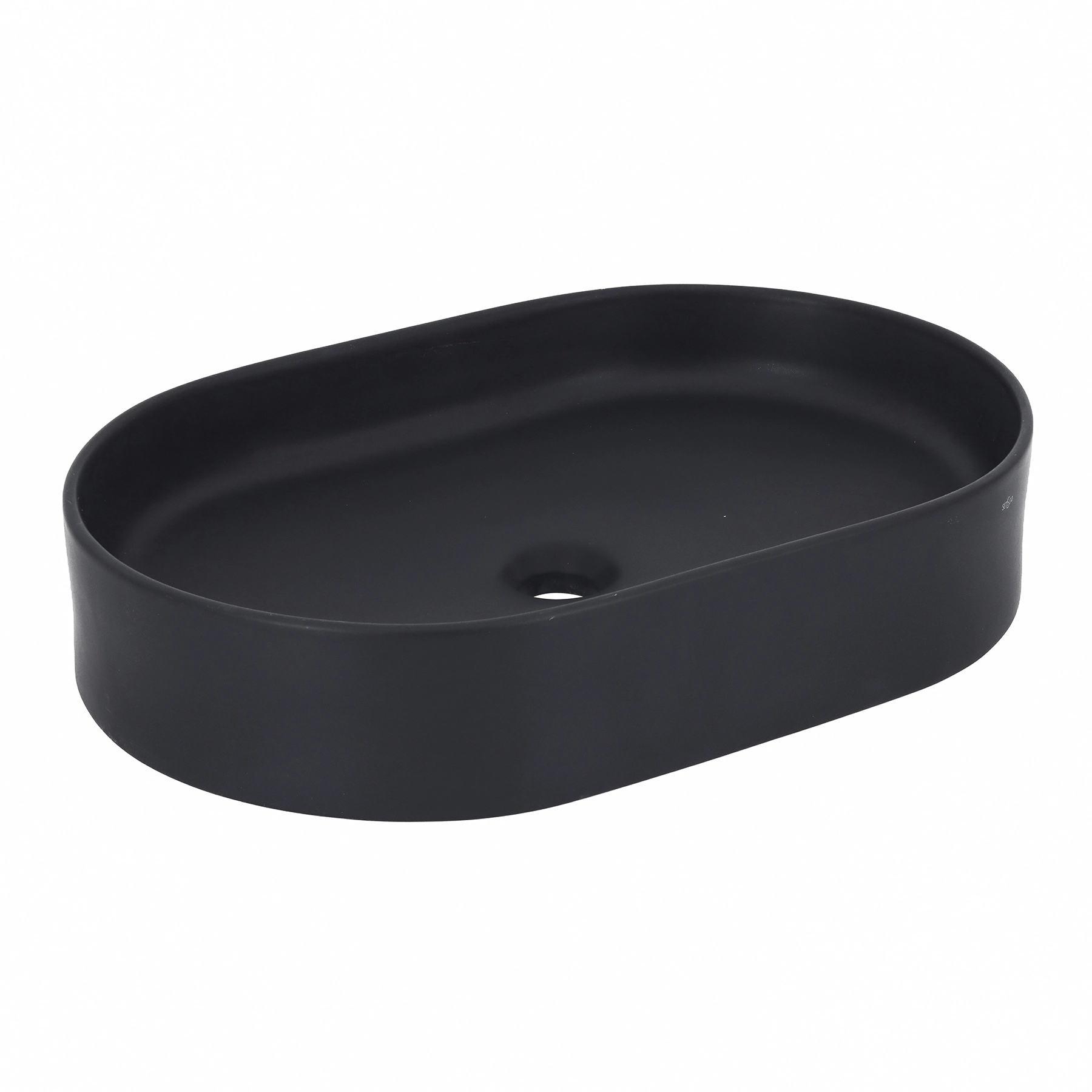 Cuba para Banheiro de Apoio Louça Oval Preta Fosca 58x39cm Barcelona Sensea