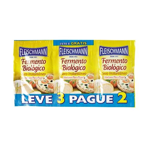 Fermento Biológico Seco Instantâneo Fleischmann Envelope 10g Cada Leve 3 Pague 2 Unidades