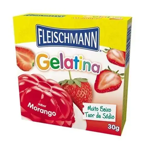 Gelatina Pó Morango Fleischmann Caixa 20g