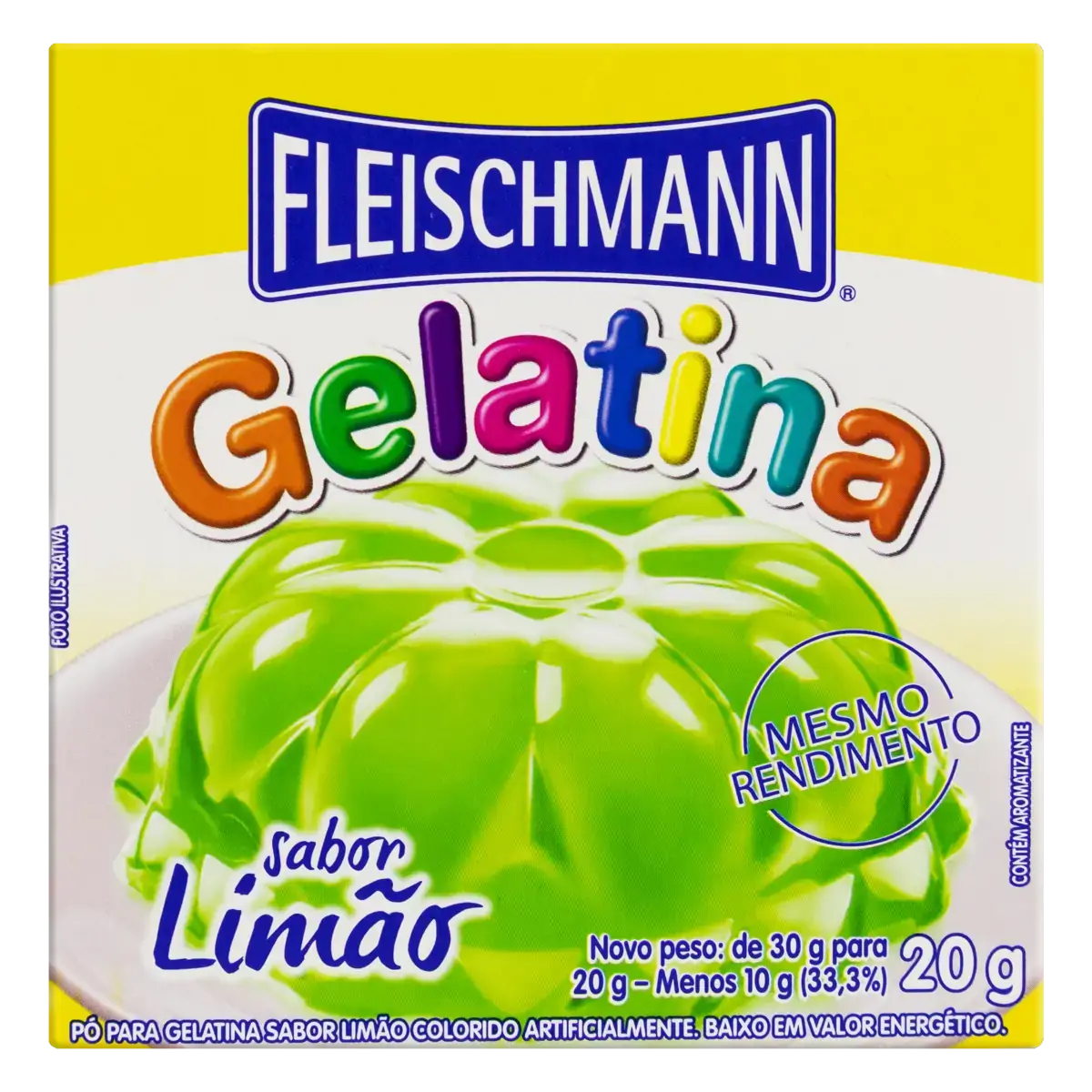 Gelatina Pó Limão Fleischmann Caixa 20g