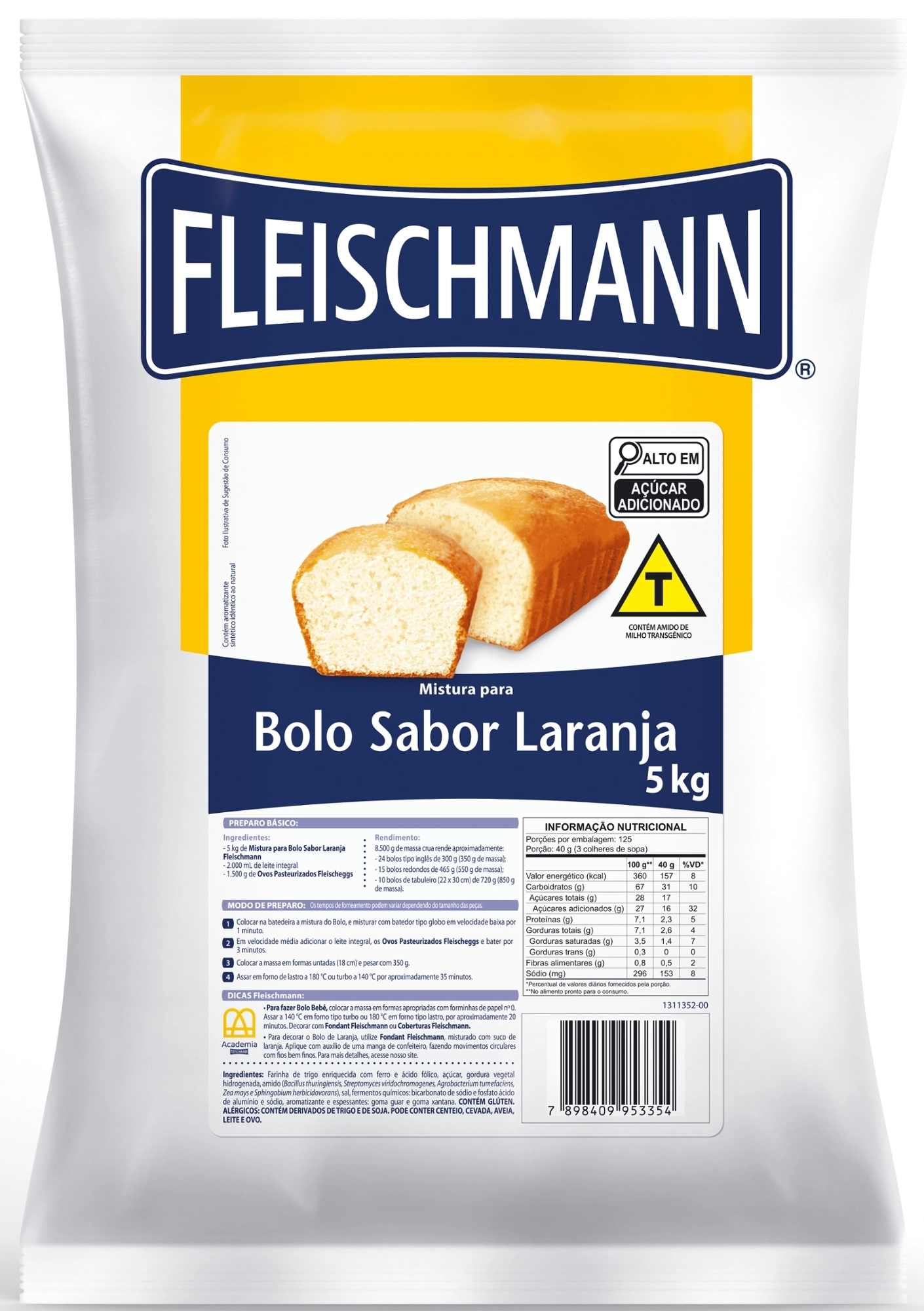 Mistura Bolo Fleischmann 5kg Laranj