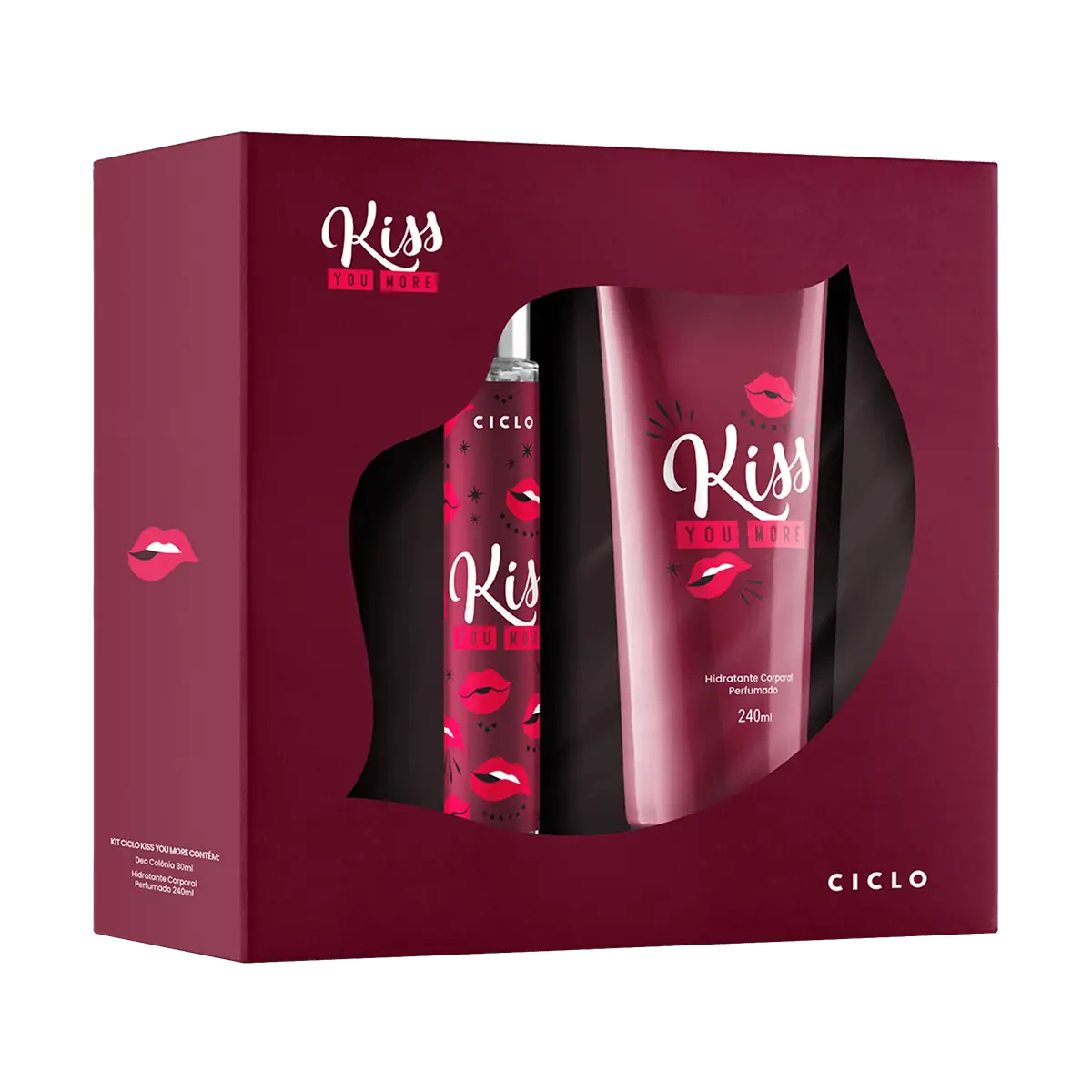 Kit Kiss Me More Deo Colonia 30ml Hidratante Corporal:transparent:unico