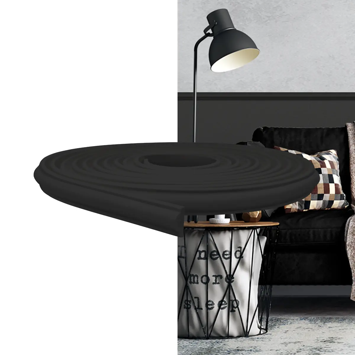 Rodameio Boiserie Eva Autocolante 2,3cm Preto 5 Metros Meurodapé