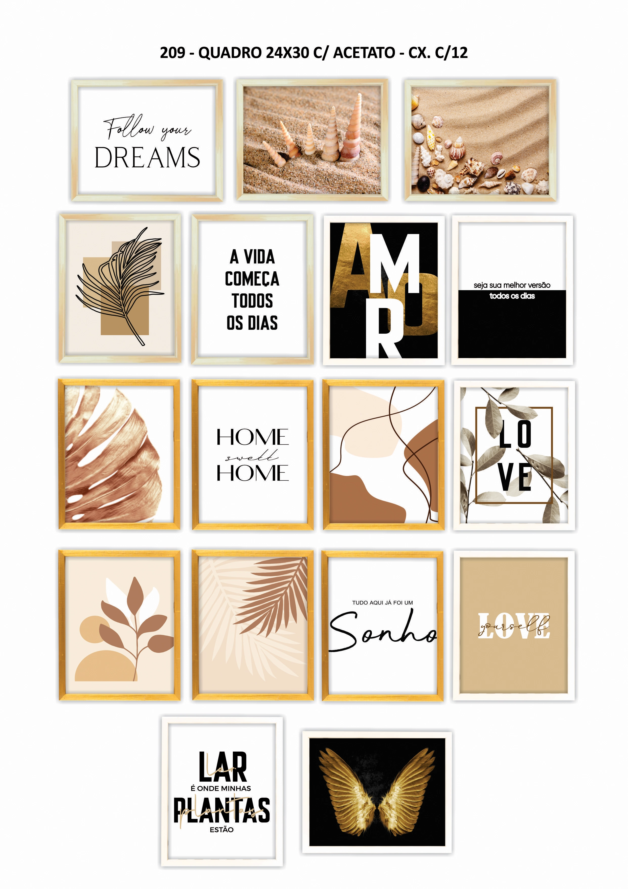 Quadro Decorativo C/ Acetato 24x30 R 209 Sort Atacado Pct Unid Art Frame