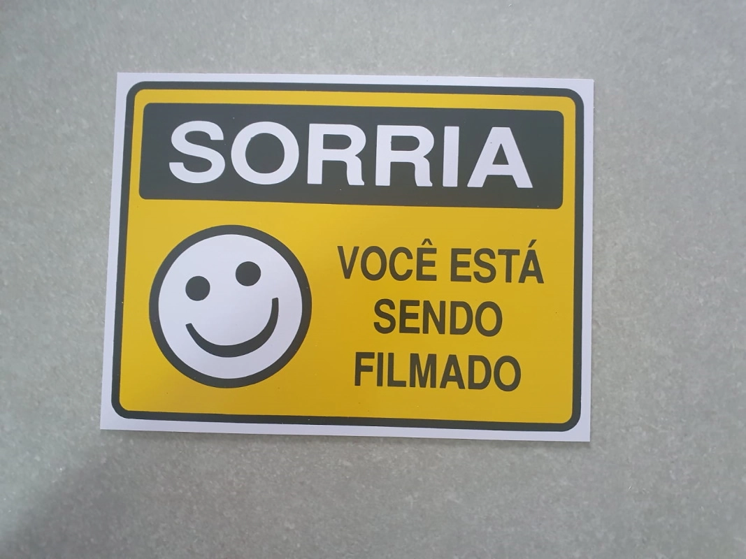 Placa Sorria Vc Esta Sendo Filmado Branca P 25 Ja