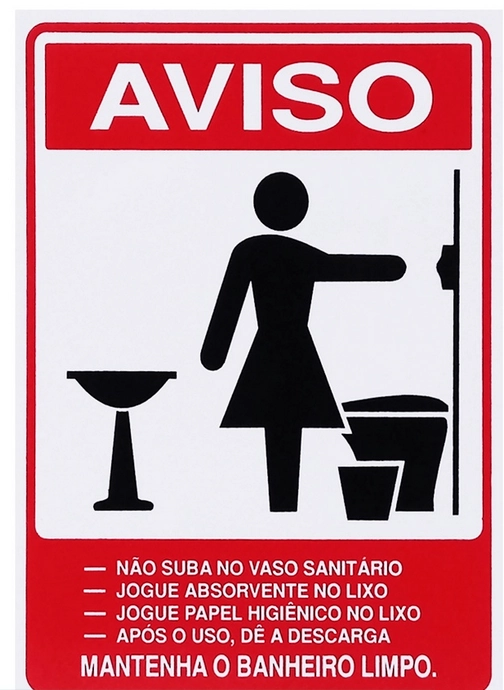 Placa Aviso Mantenha O Banheiro Limpo Fem 196 S231 Ja