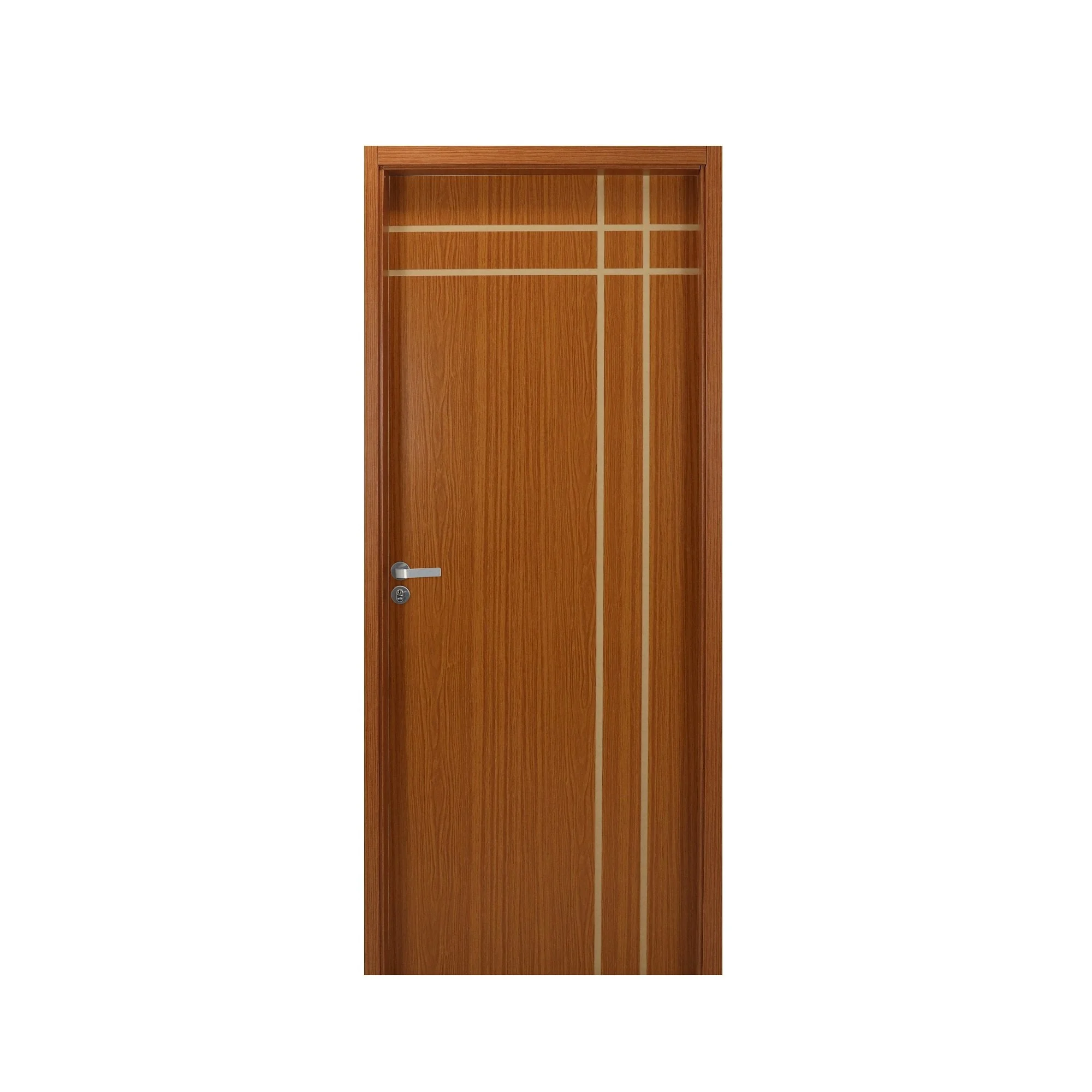 Kit Porta De Madeira Decorada 215x94cm Com Batente De Mdf Ultra 16cm Mantiqueira Mgm Mogno