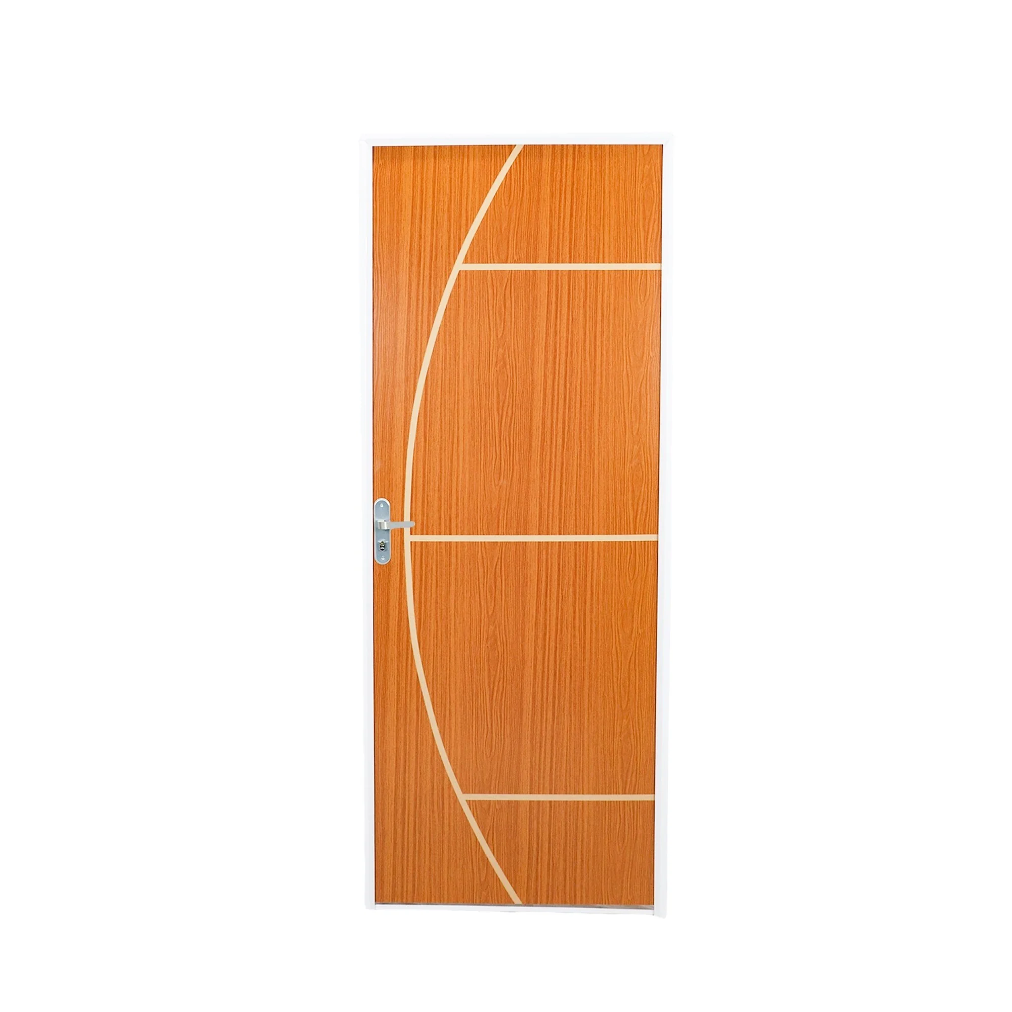 Kit Porta De Madeira Decorada 215x75cm Com Batente De Aço 06cm Gaúcha Mgm Abertura Direita Mogno