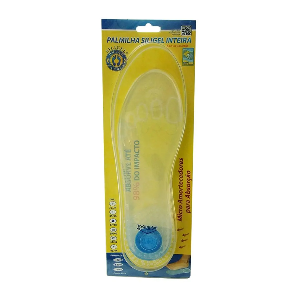 6002 - Palmilha Siligel Inteira Com Ponto Azul - Tam: 35/36