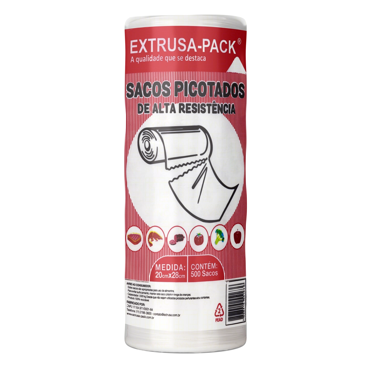 Saco Picotado Para Alimentos 2kg Extrusa Pack 20cm X 28cm 500 Unidades